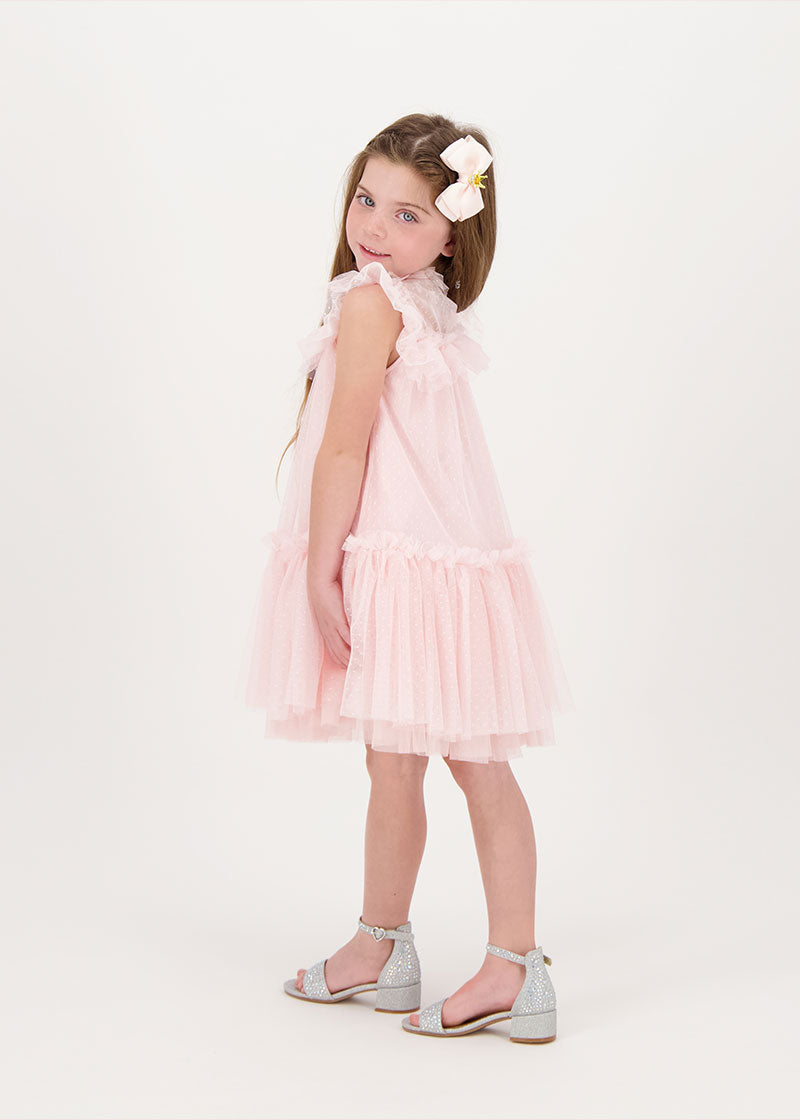 Andrea Spotted Tulle Dress Pale Pink