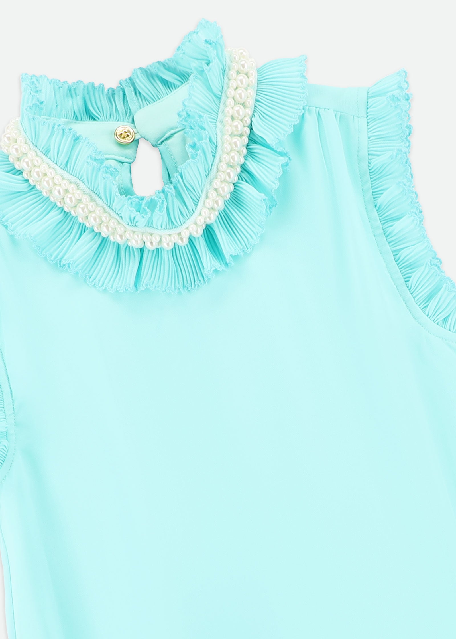 Aphrodite Pearl Collar Dress Aqua Marine