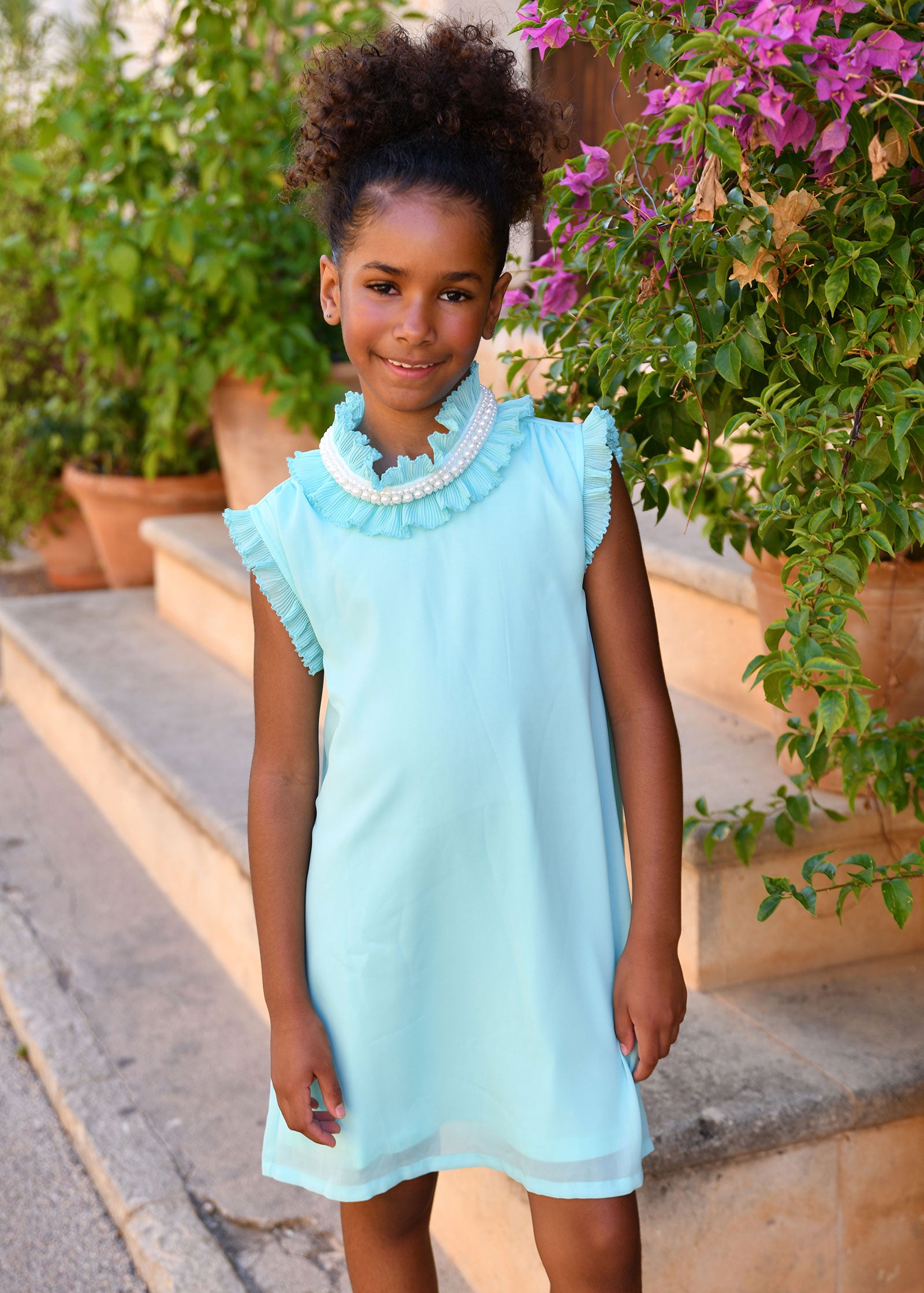 Aphrodite Pearl Collar Dress Aqua Marine