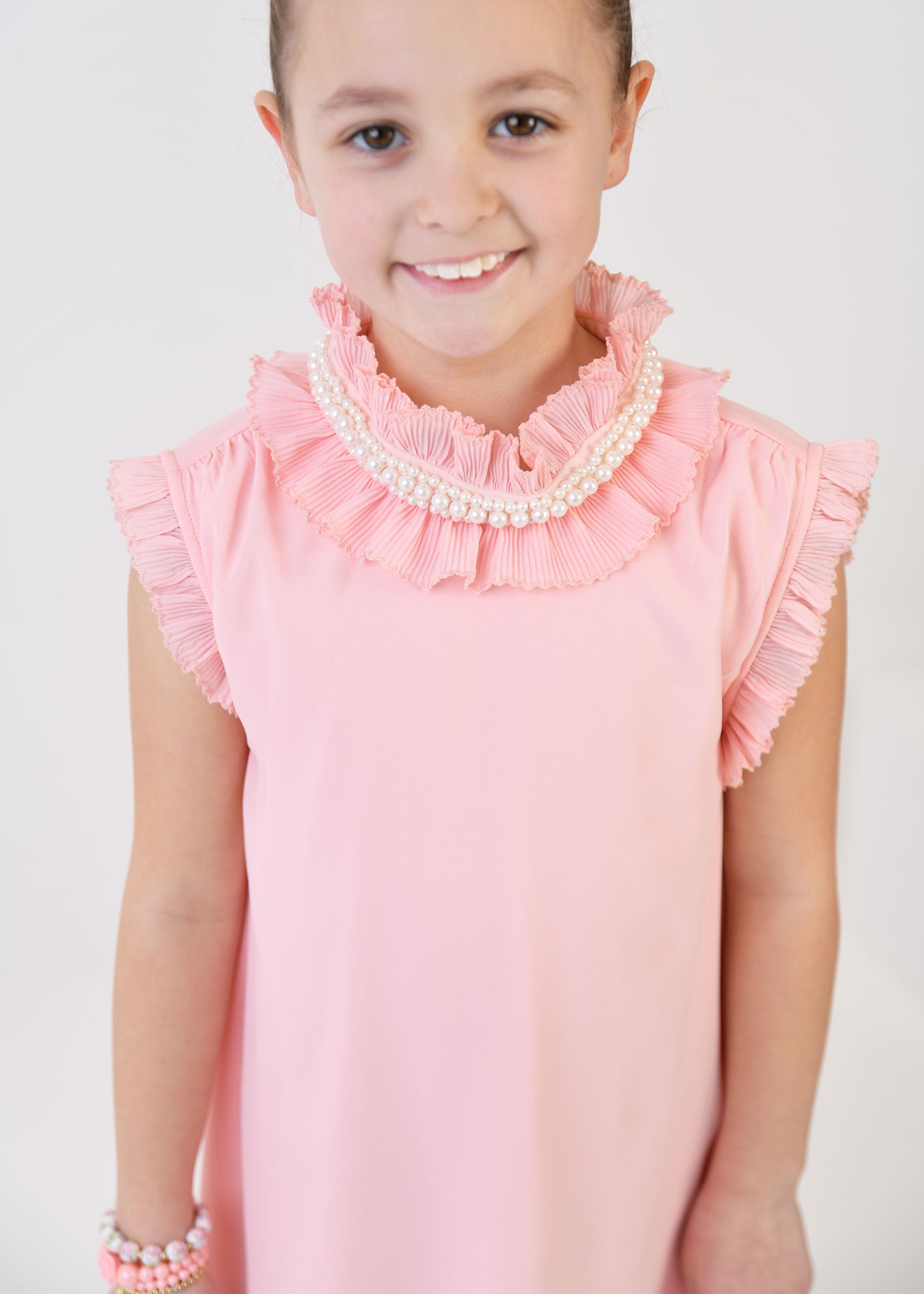 Aphrodite Pearl Collar Dress Peach