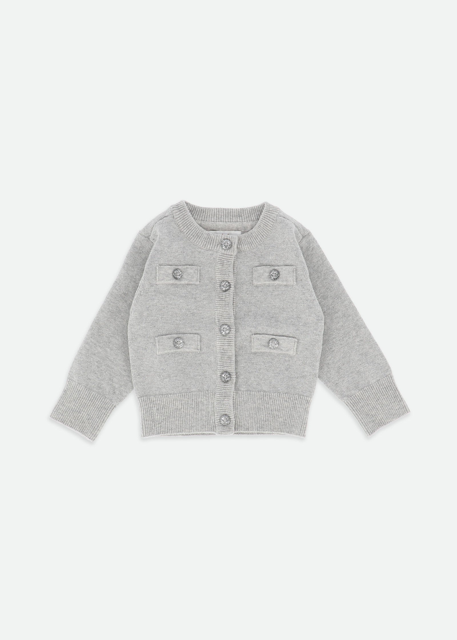 Arabella Metallic Baby Cardigan Silver