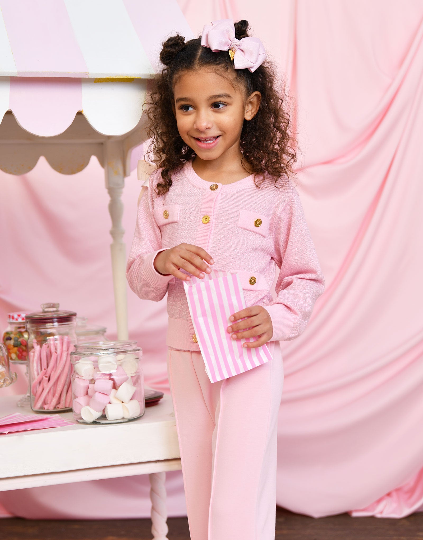 Arabella Metallic Cardigan Pink
