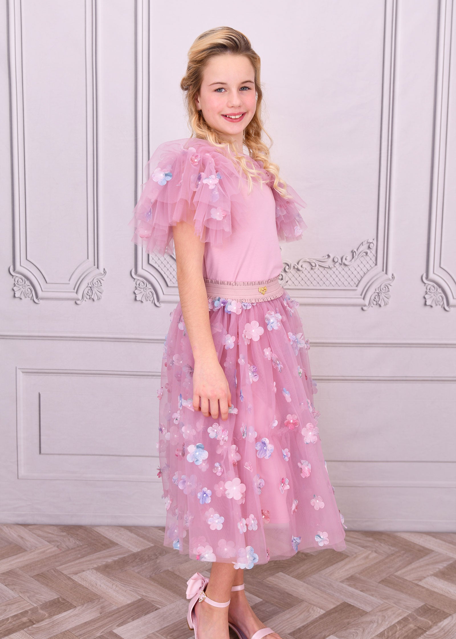 Ariana Petal Sleeve Top Lilac Rose