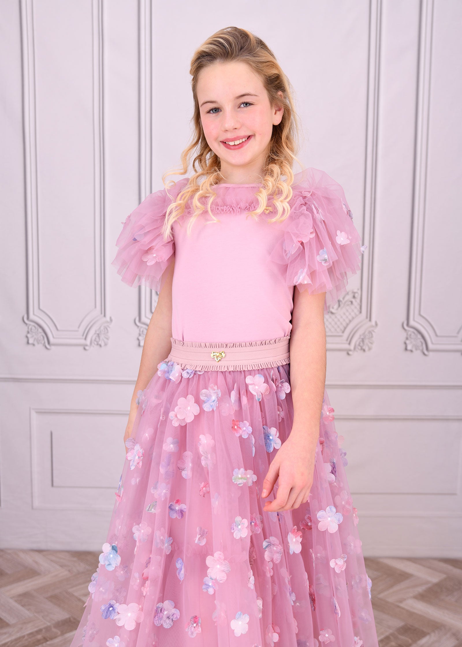 Ariana Petal Sleeve Top Lilac Rose