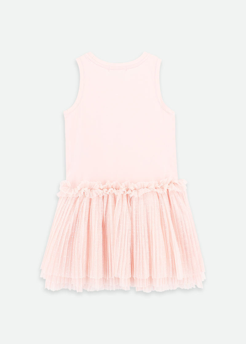 Austin Crystal Bow Tulle Dress Pale Pink