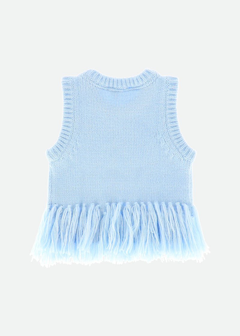 Ava Tank Top With Fringe Blue