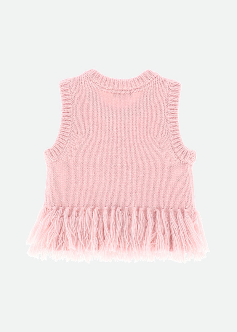 Ava Tank Top With Fringe Pink