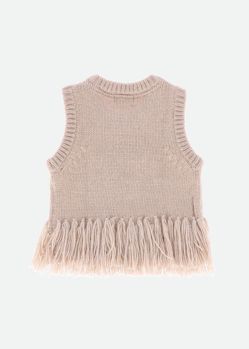 Ava Tank Top With Fringe Sand