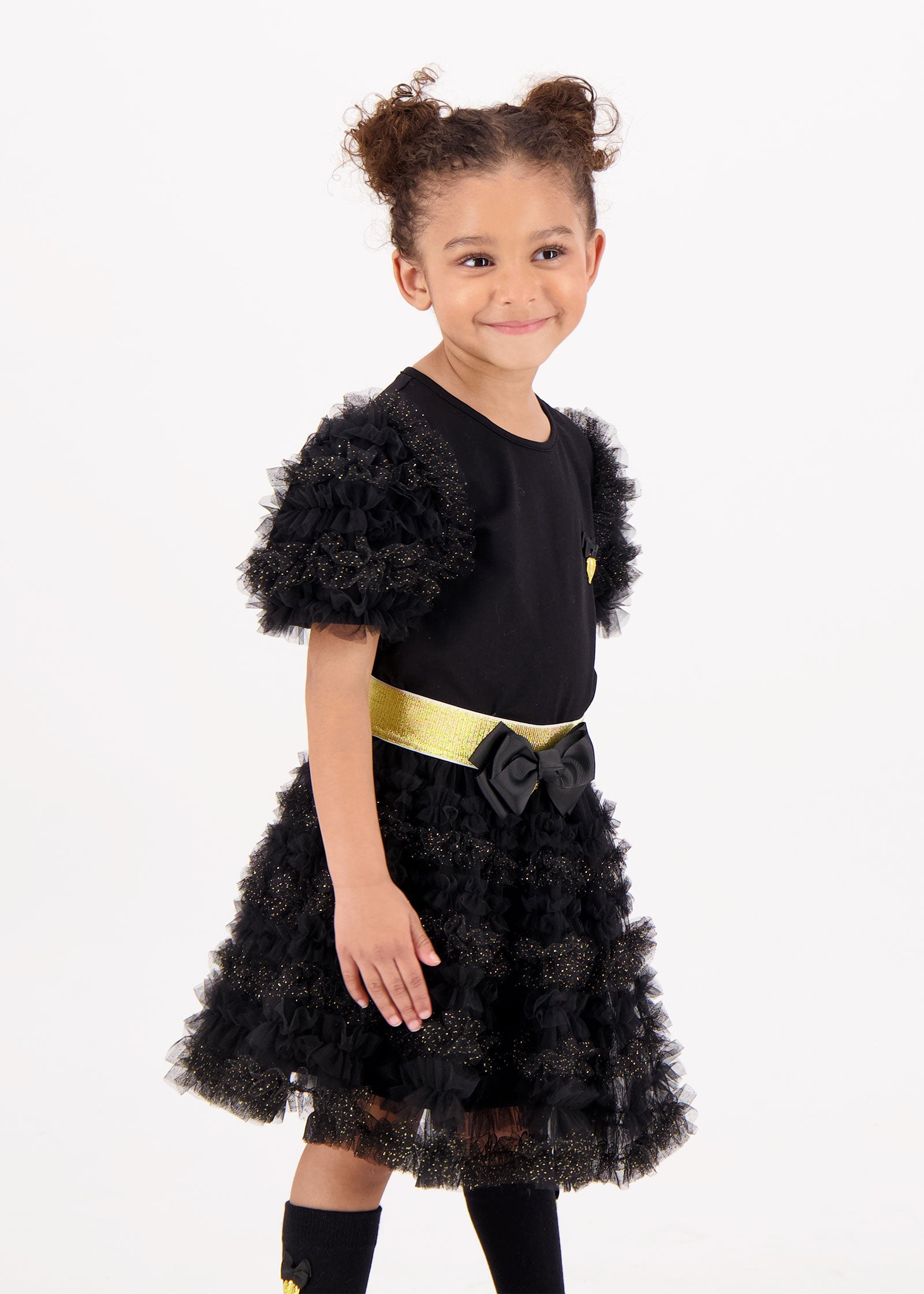 Ballroom Ruffle Sparkle Skirt Black