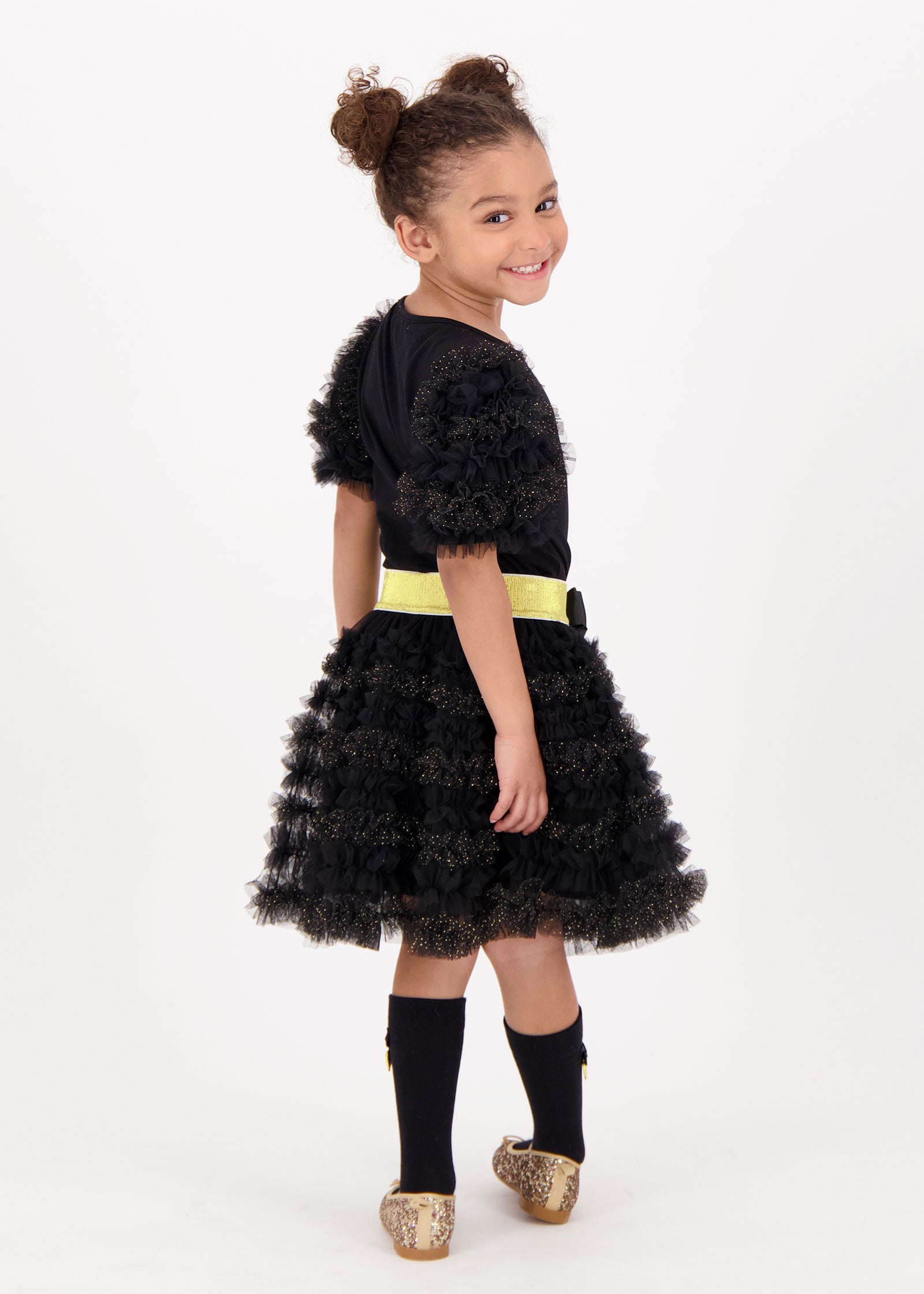 Ballroom Ruffle Sparkle Skirt Black