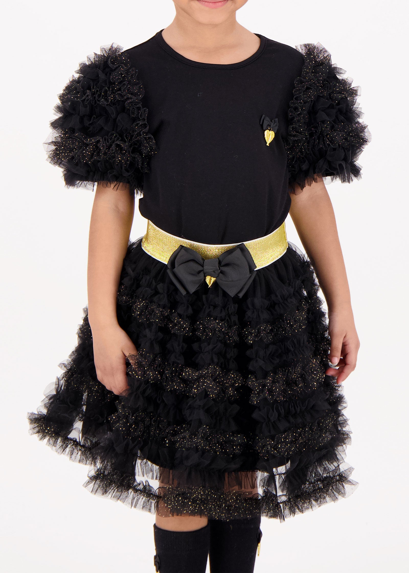 Ballroom Ruffle Sparkle Skirt Black