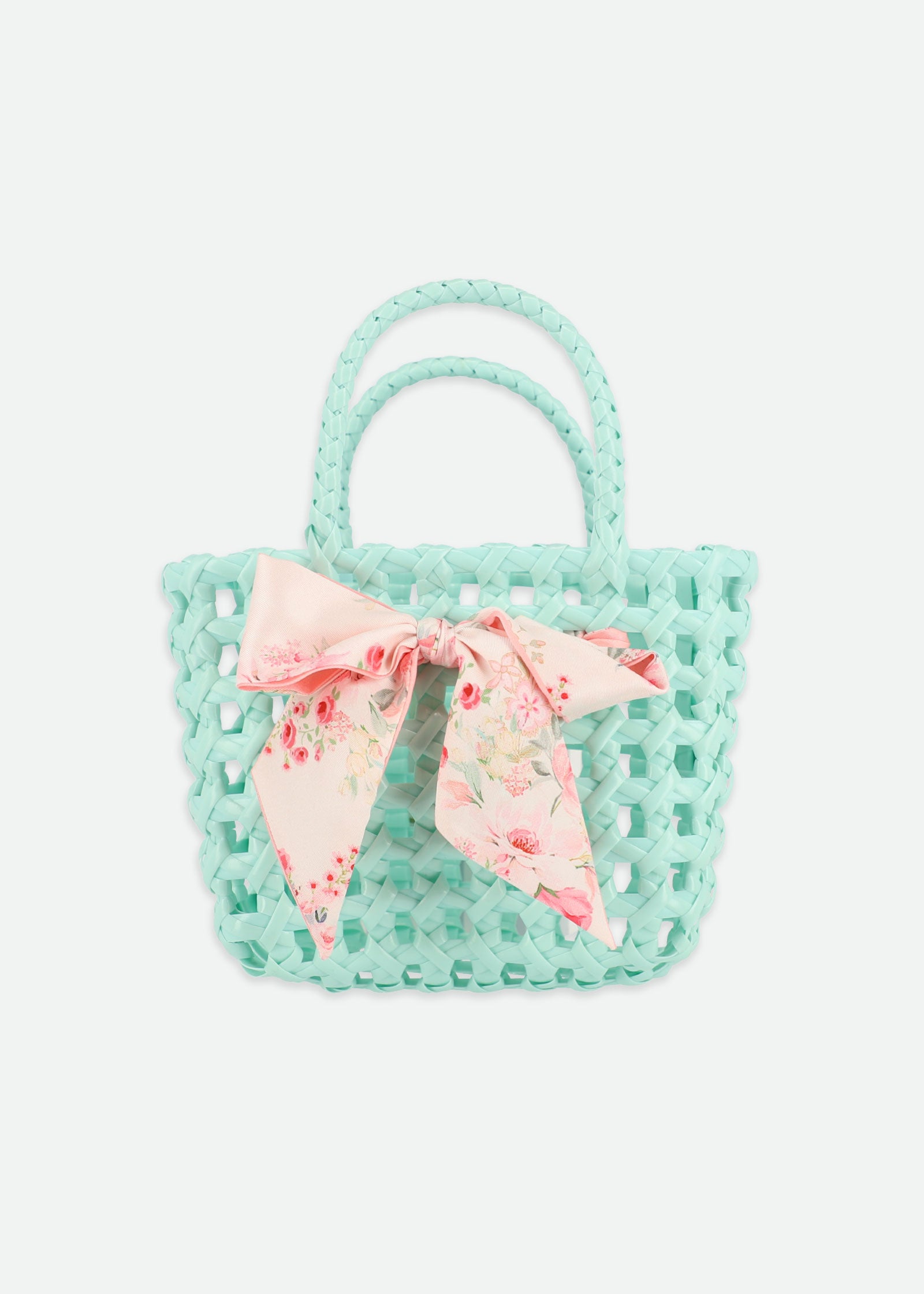 Basket Bag With Twilly Mint/Pink