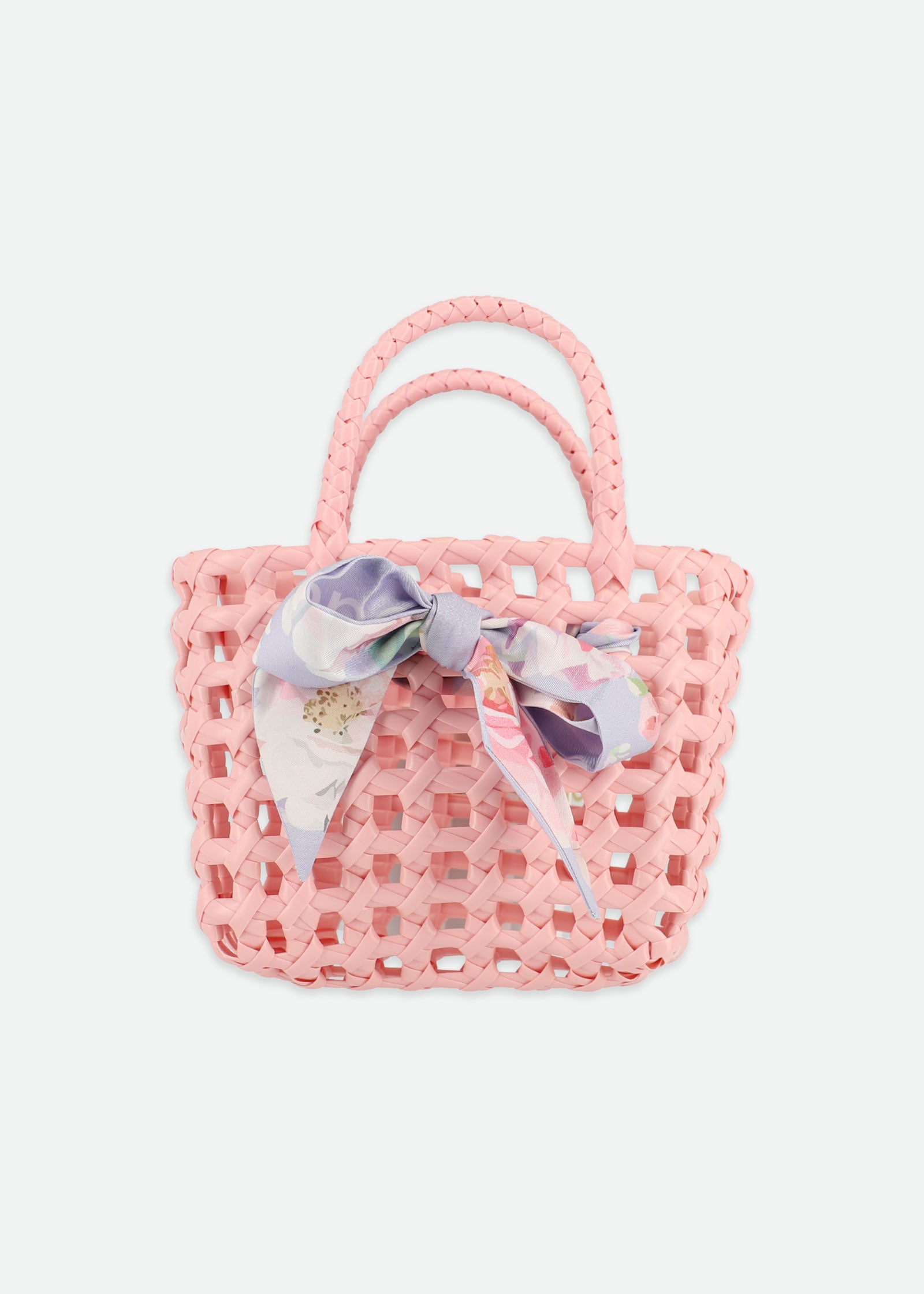 Basket Bag With Twilly Pink/Blue