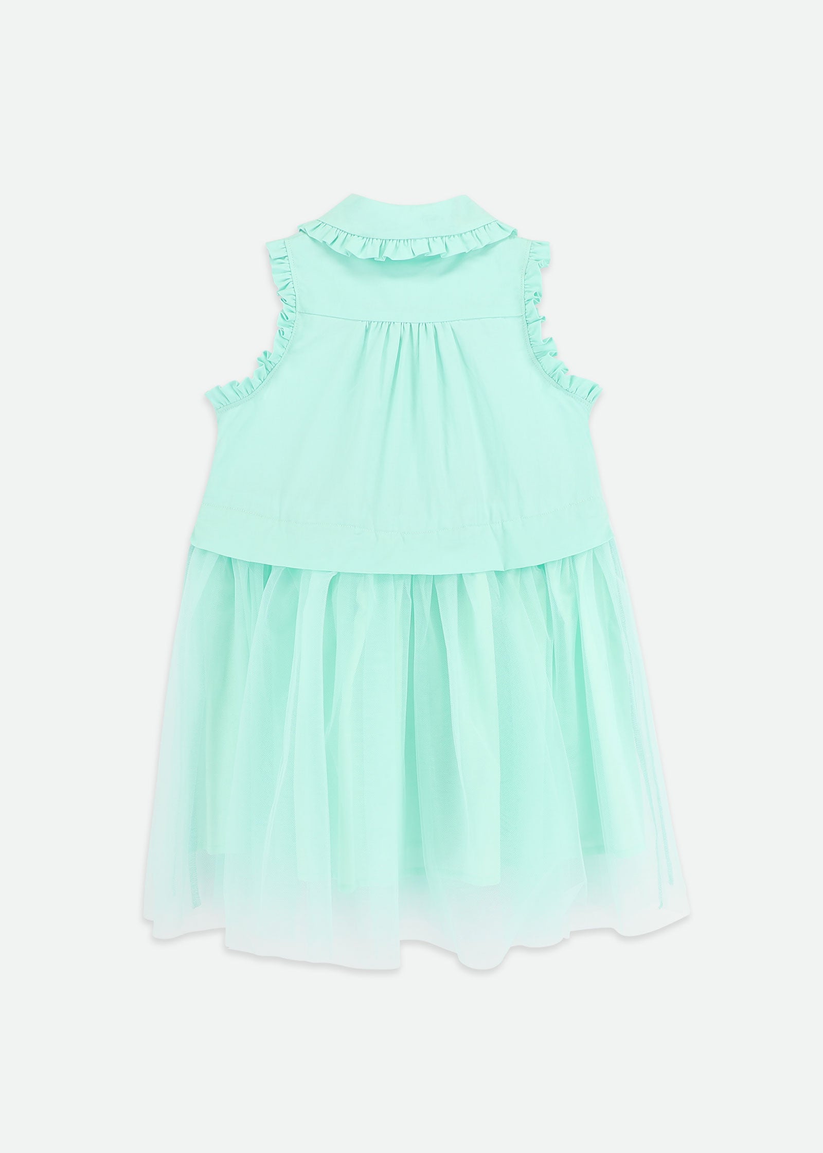 Bentley Poplin Shirt Dress With Tulle Skirt Mint