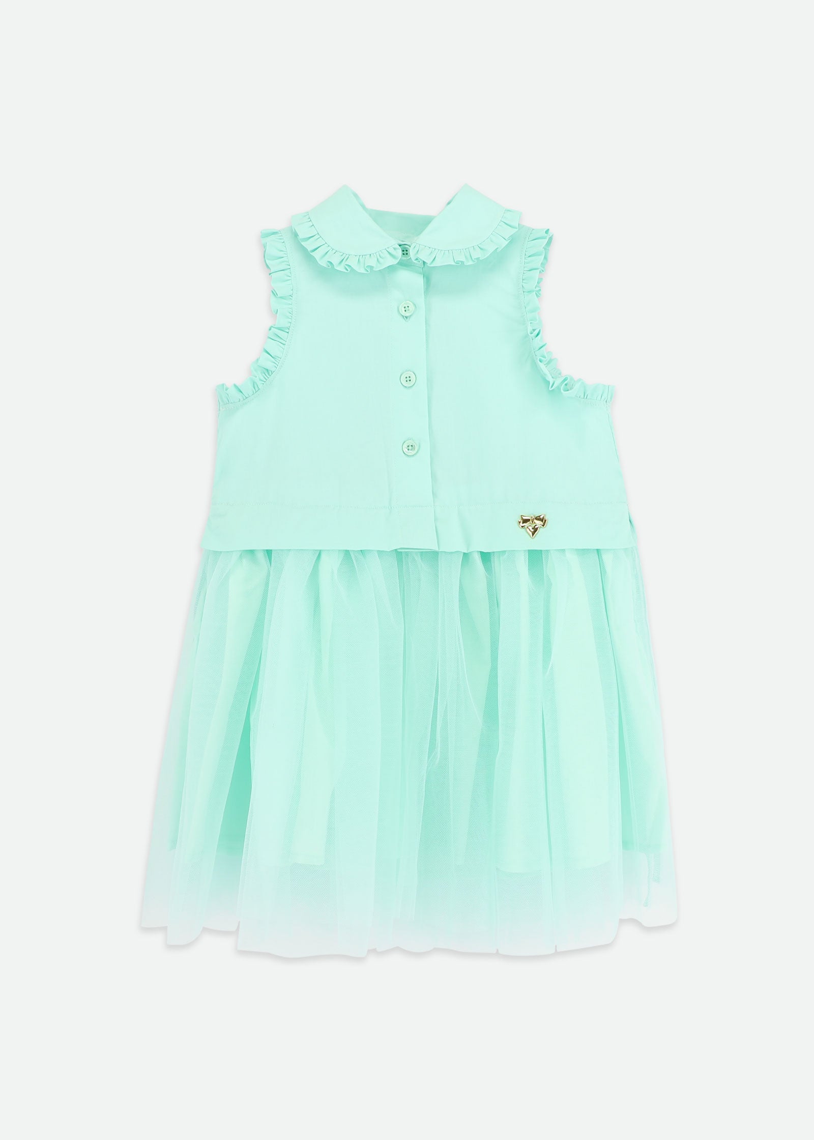 Bentley Poplin Shirt Dress With Tulle Skirt Mint