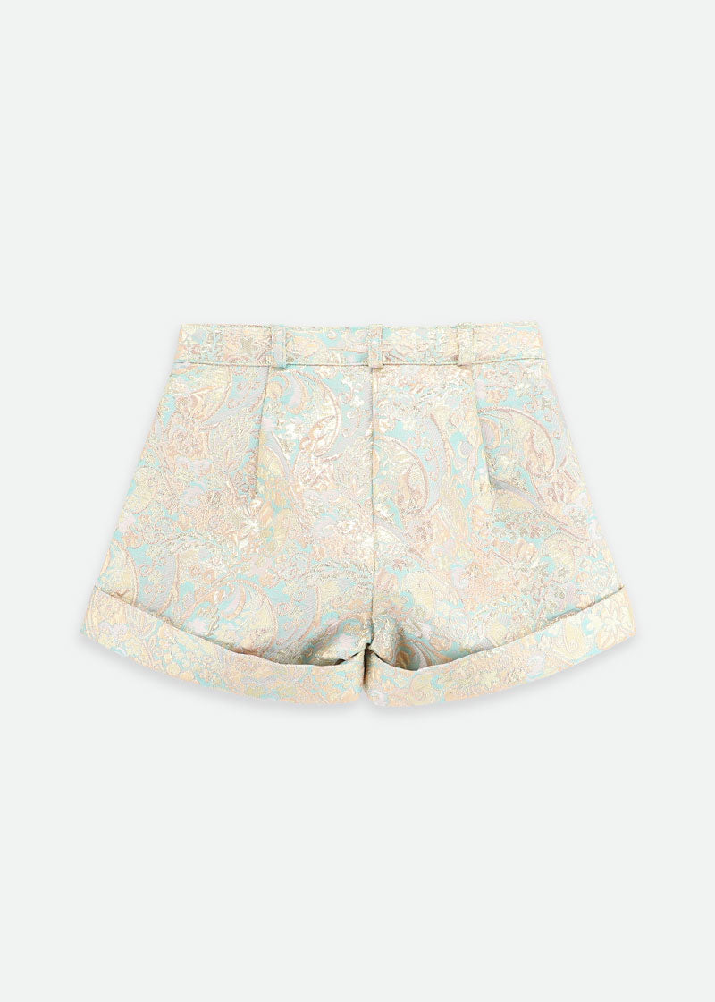 Bermuda Metallic Paisley Shorts Blush Pink