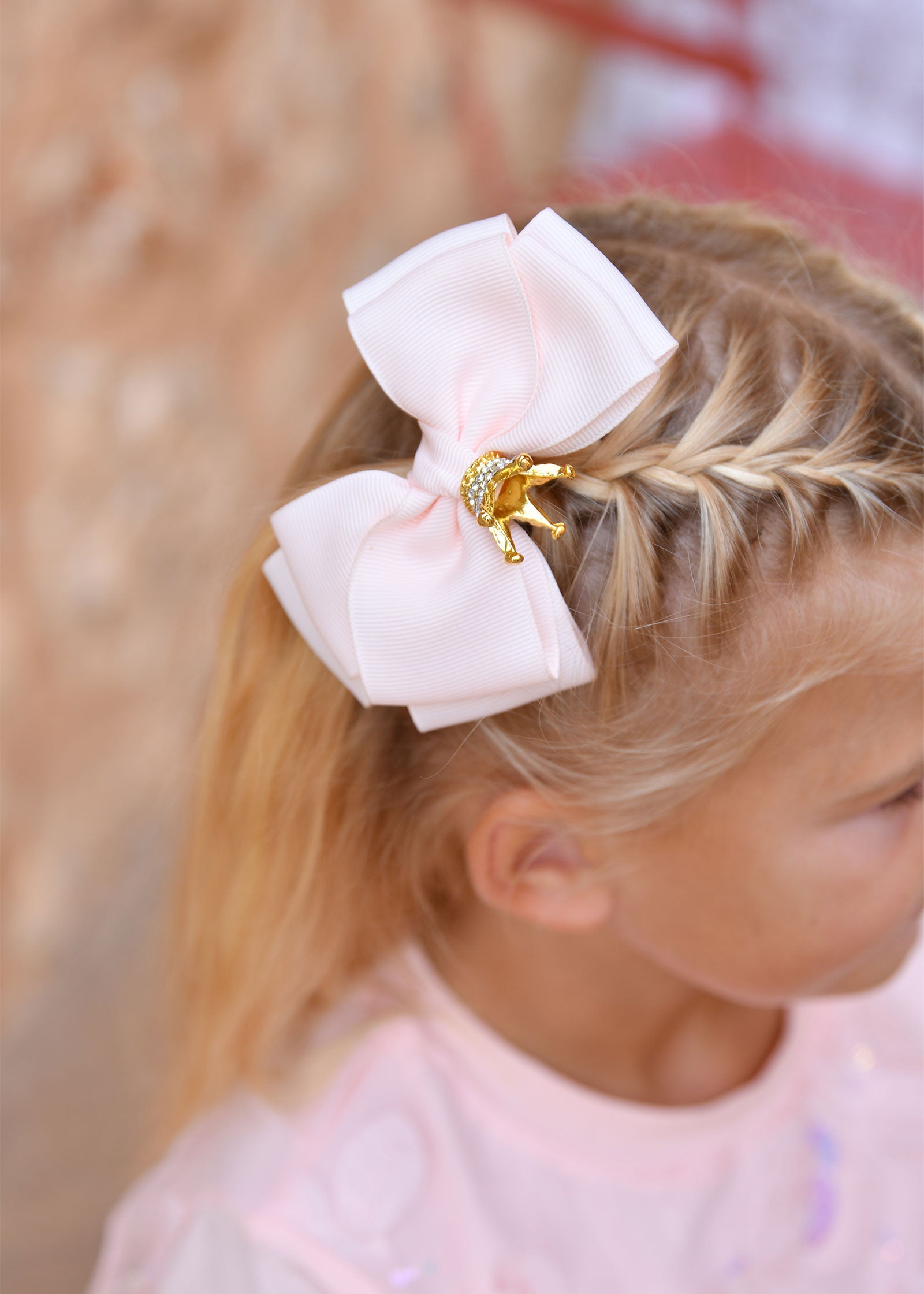 Crown Big Bow Pale Pink