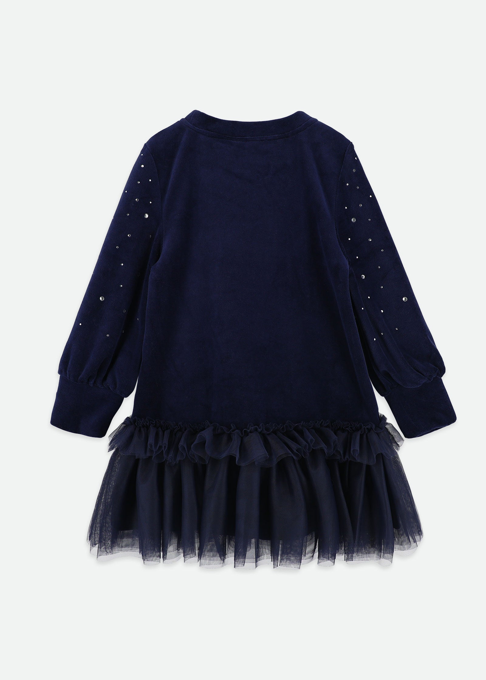 Bijou Crystal Velour Dress Navy