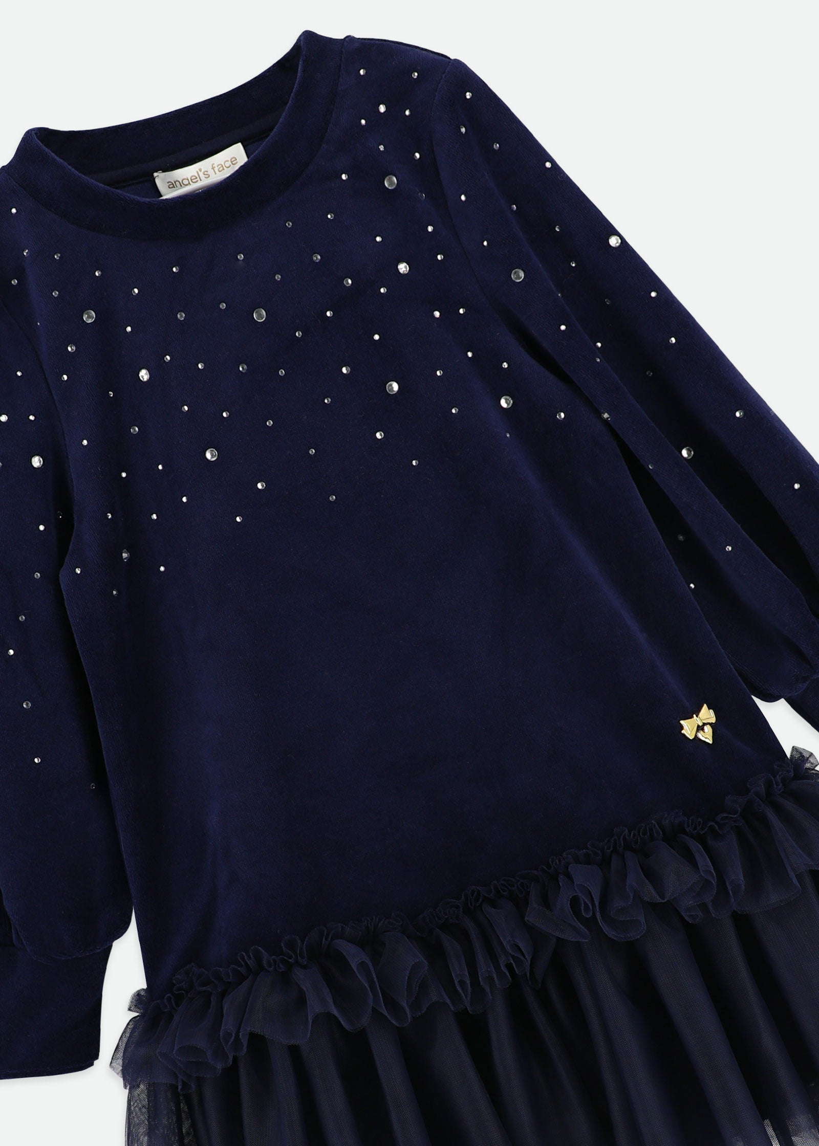 Bijou Crystal Velour Dress Navy