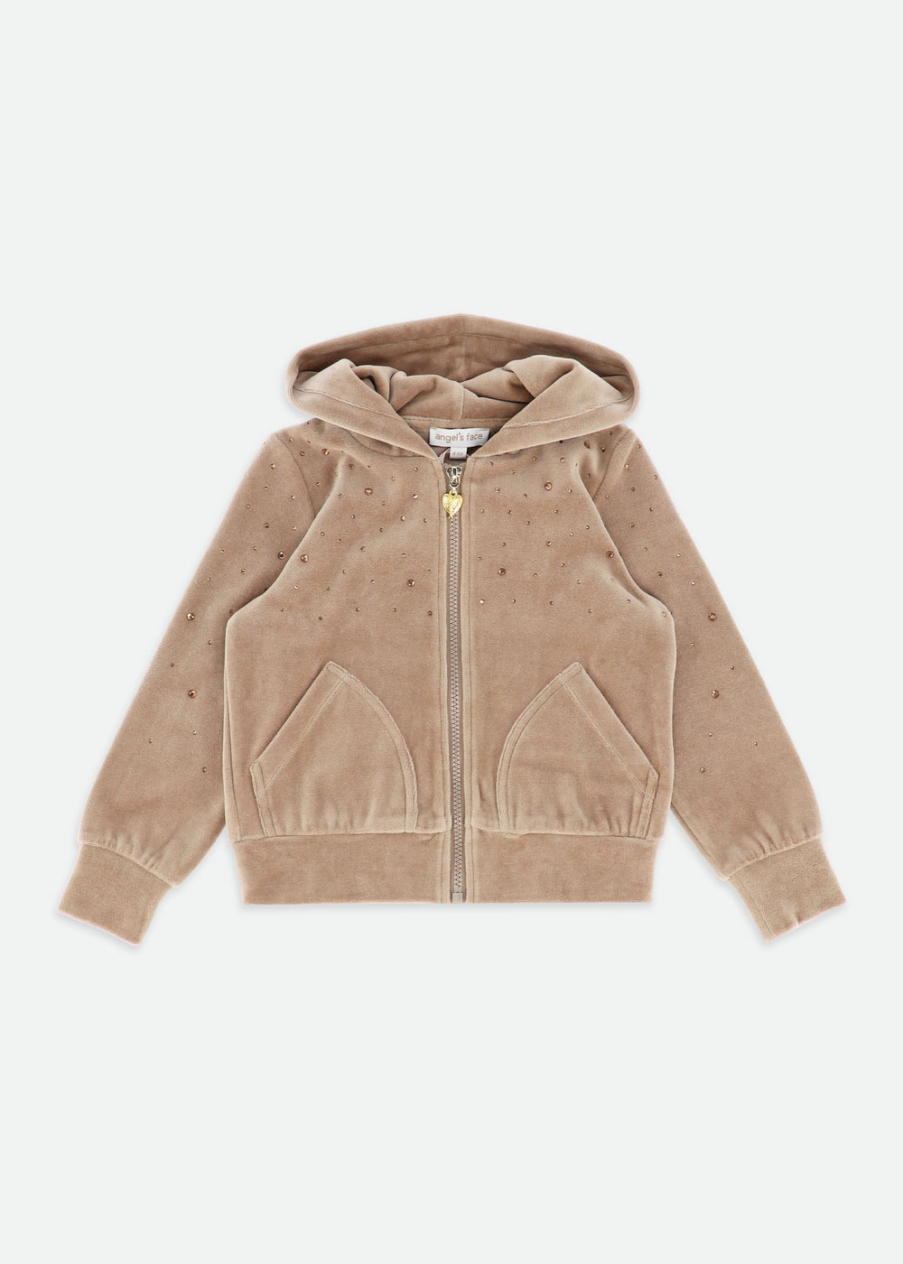 Bijou Crystal Velour Hoodie Sand