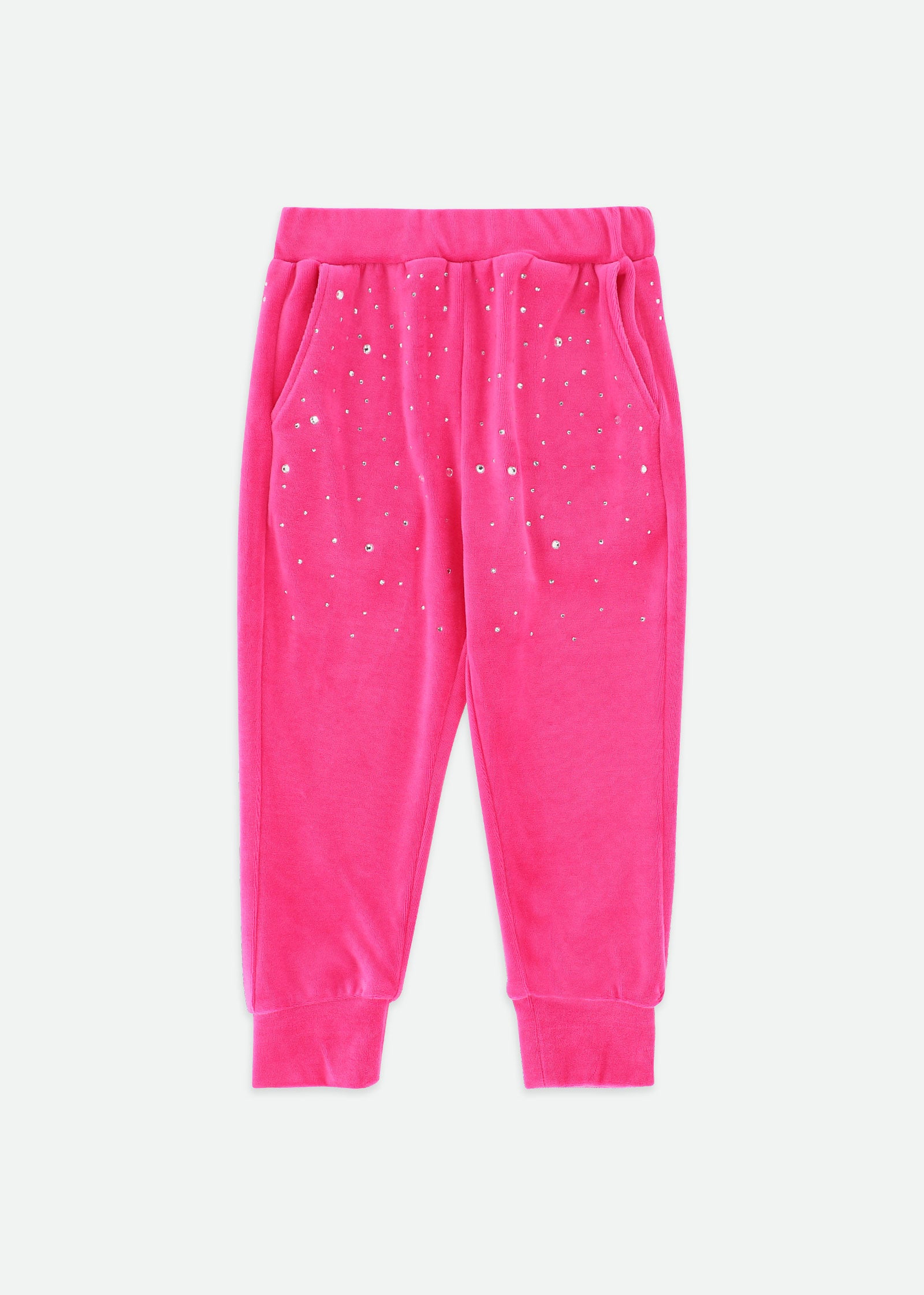 Bijou Crystal Velour Jogger Hot Pink