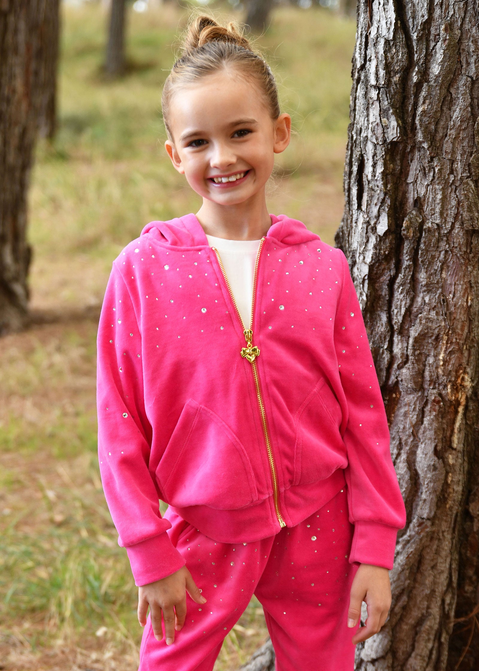 Bijou Crystal Velour Hoodie Hot Pink – Angel's Face