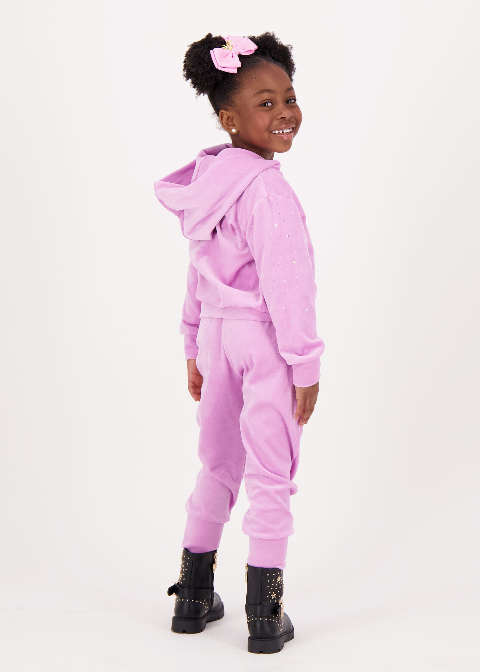 Bijou Crystal Velour Hoodie Orchid Pink