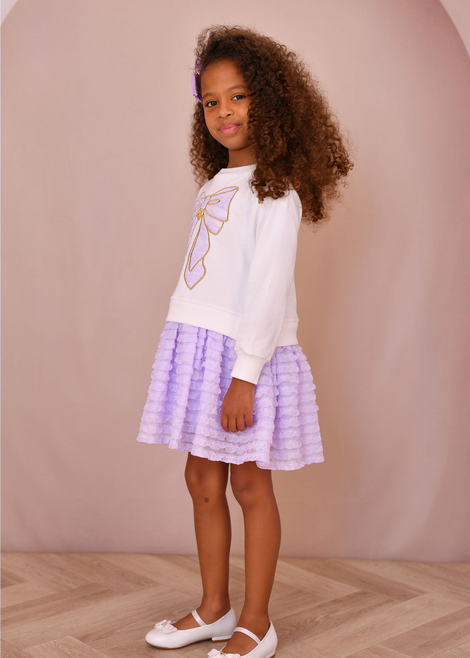 Billie Bow Sweat Dress Snowdrop