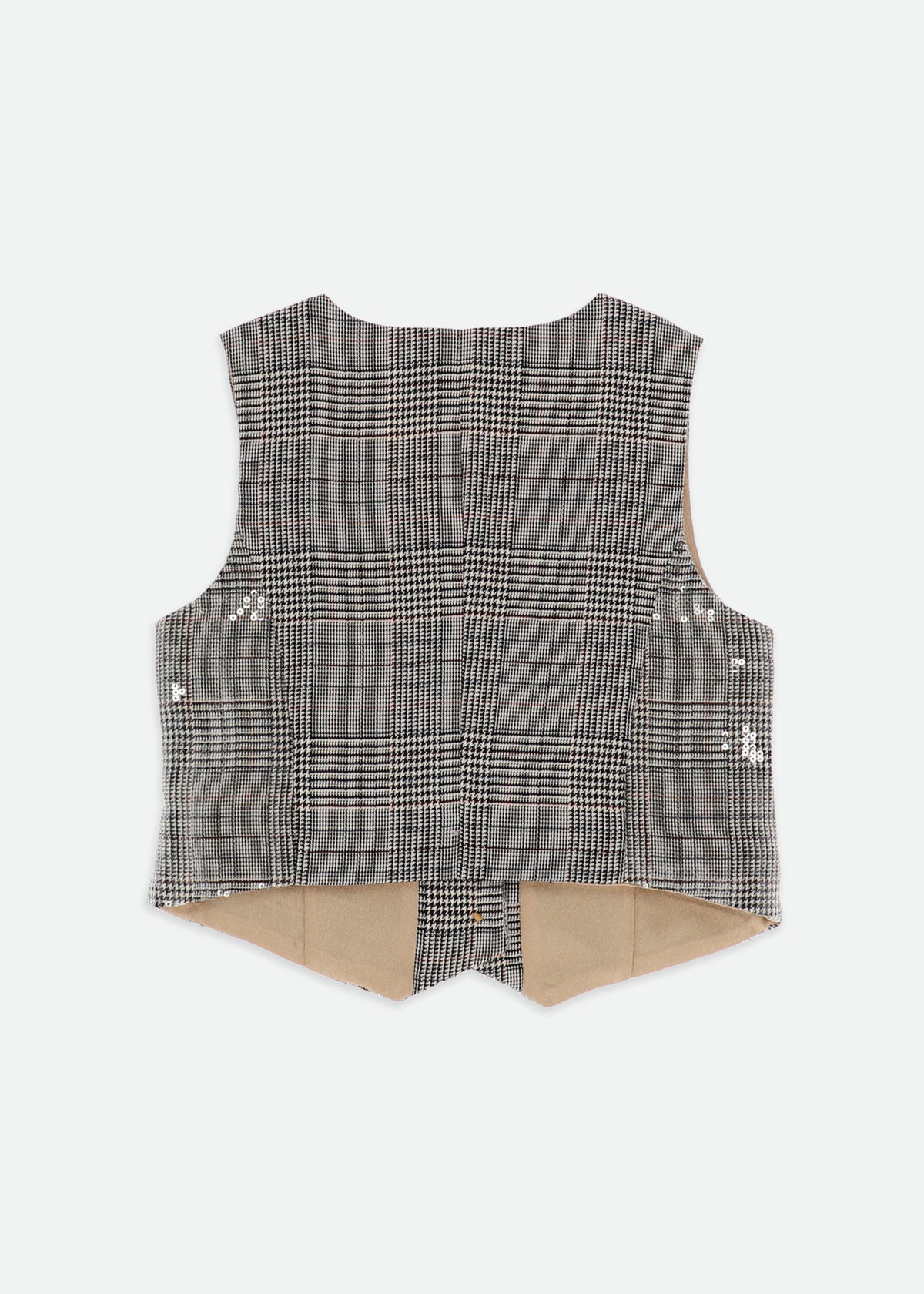 Birdie Check Sequin Waistcoat Grey