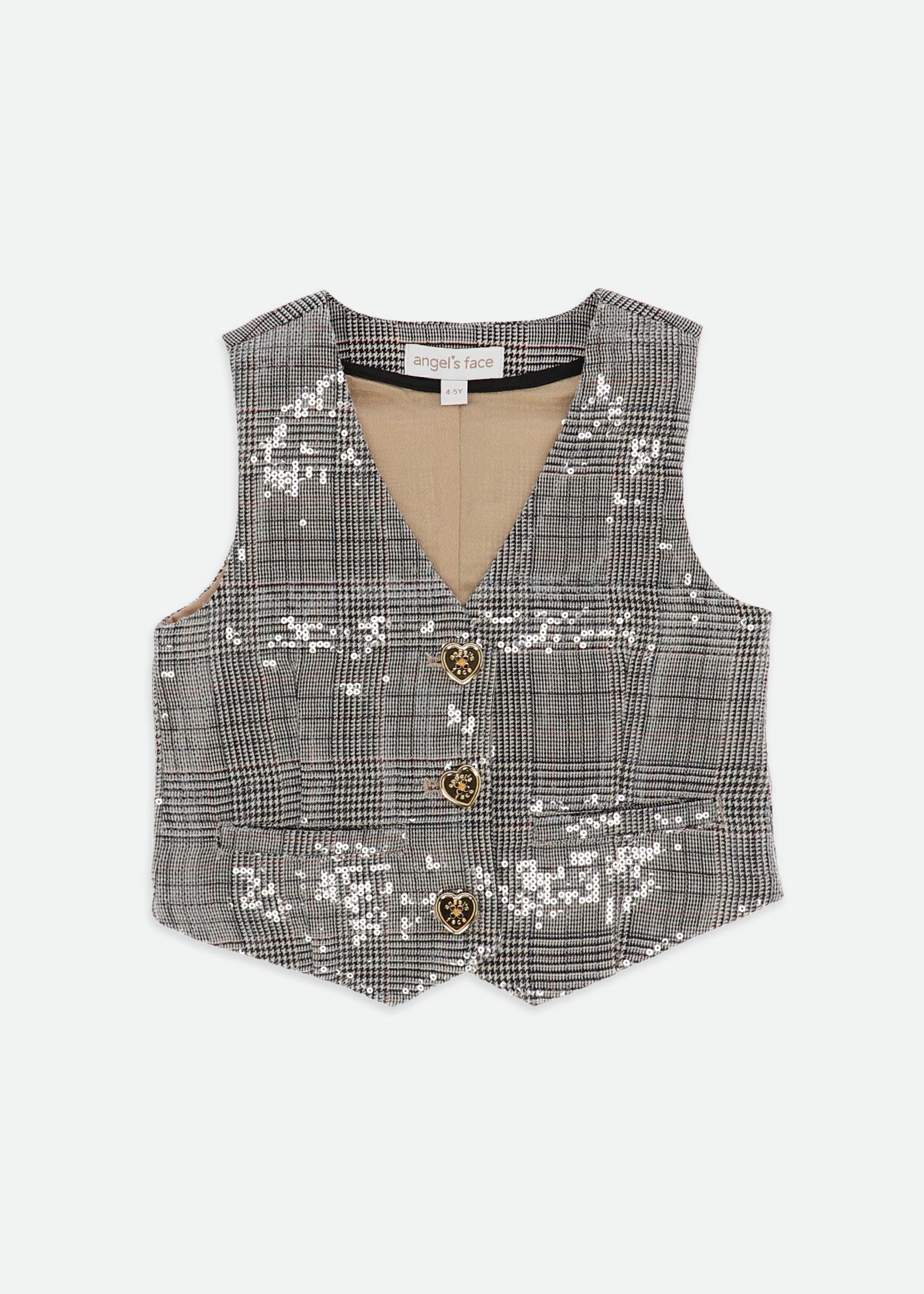 Birdie Check Sequin Waistcoat Grey