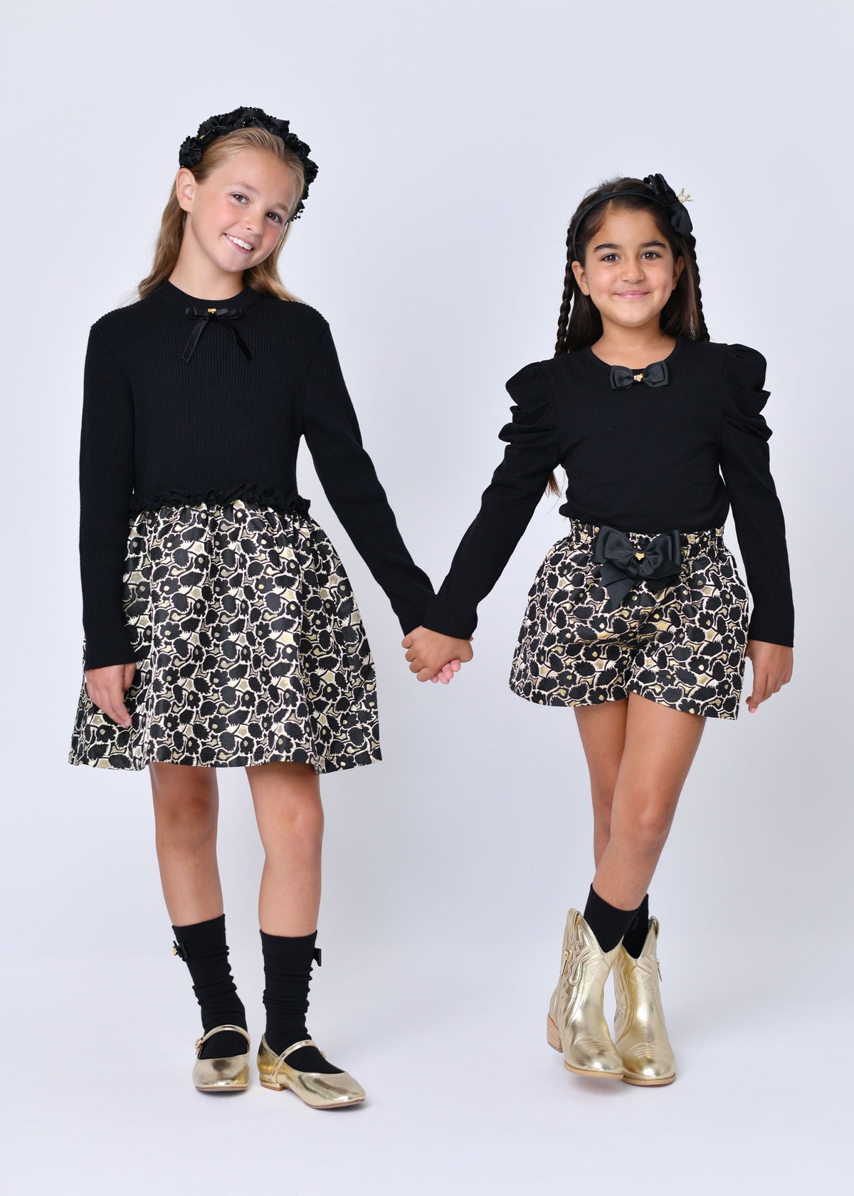 Gabriella Knit Jacquard Mix Dress Black