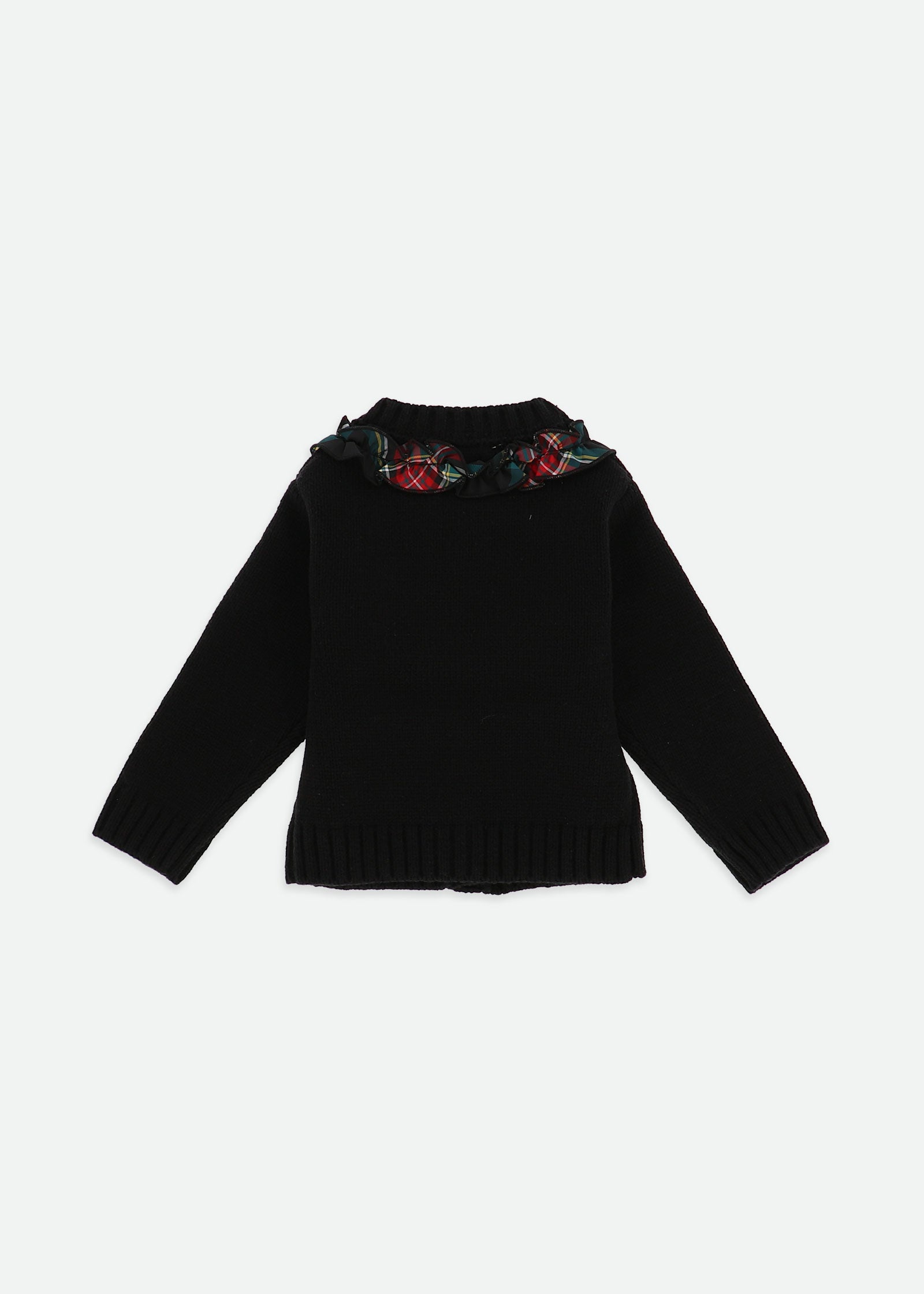 Blair Tartan Ruffle Baby Cardigan Black