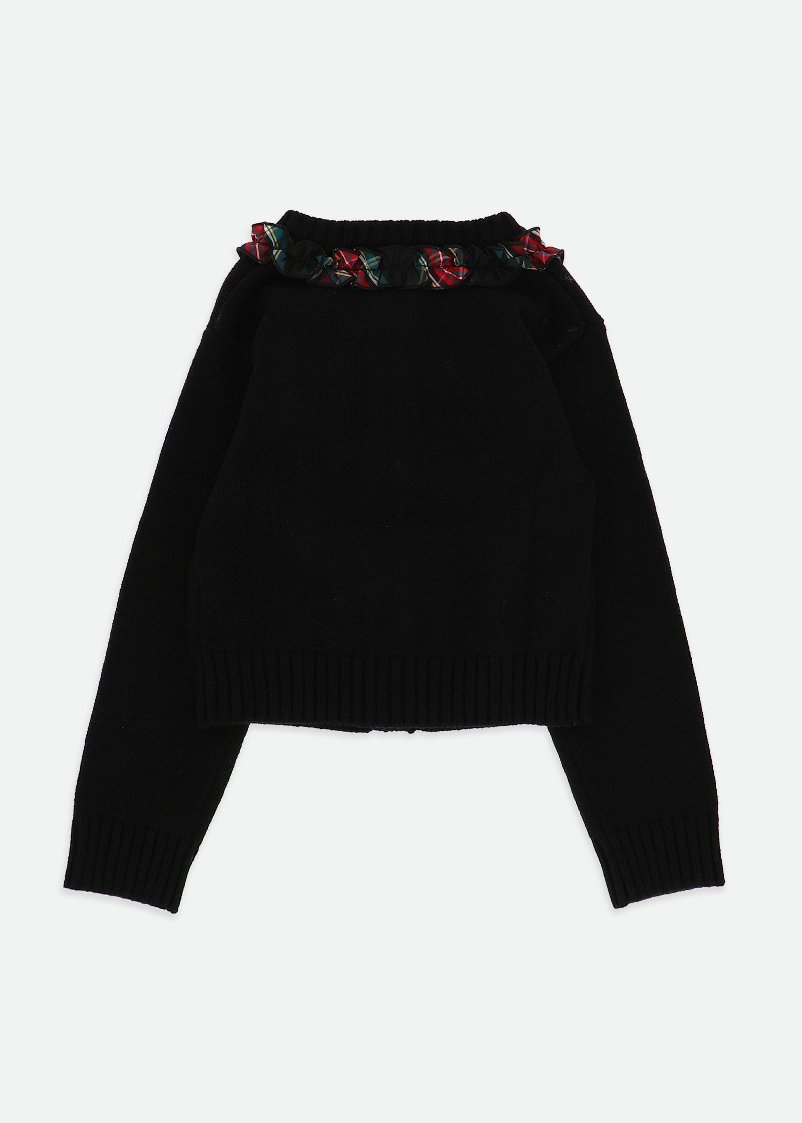 Blair Tartan Ruffle Cardigan Black