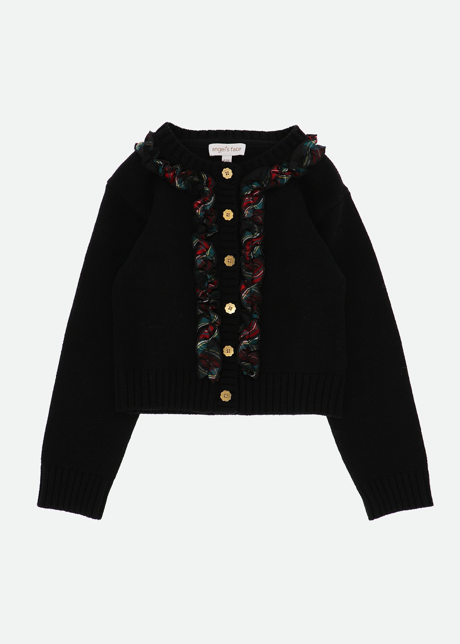 Blair Tartan Ruffle Cardigan Black
