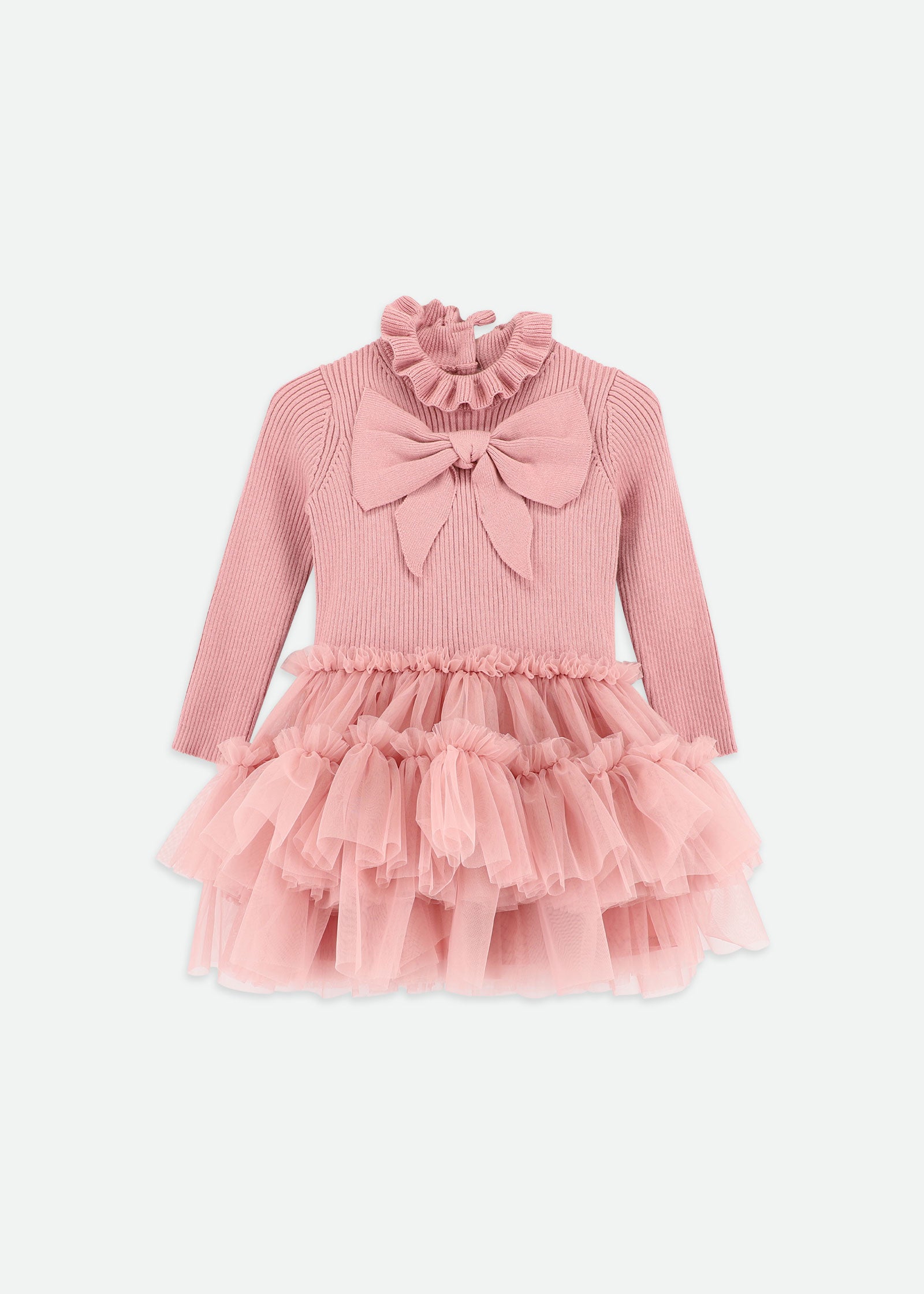 Bliss Baby Knitted and Tulle Dress Tea Rose