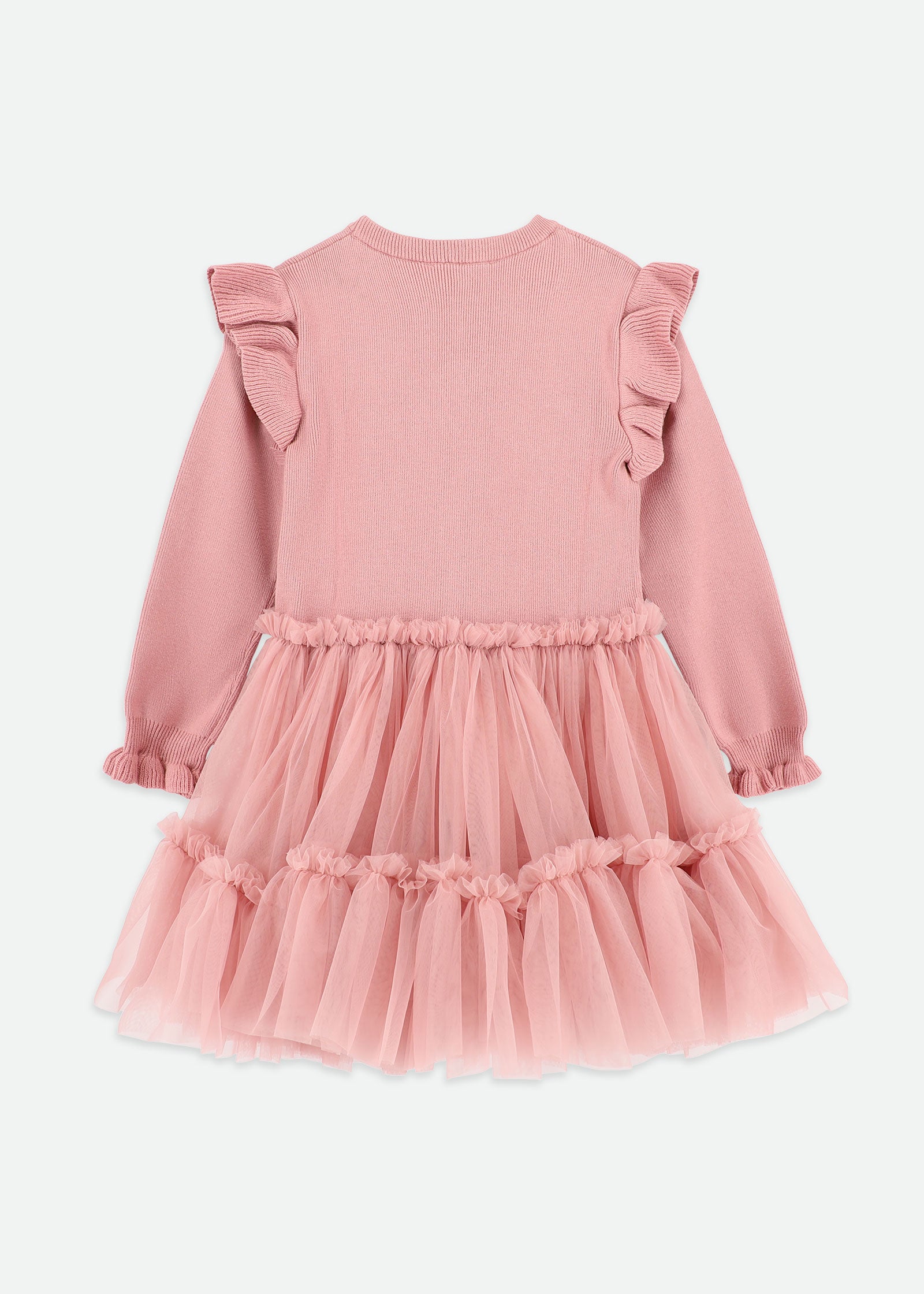Bliss Knitted and Tulle Dress Tea Rose