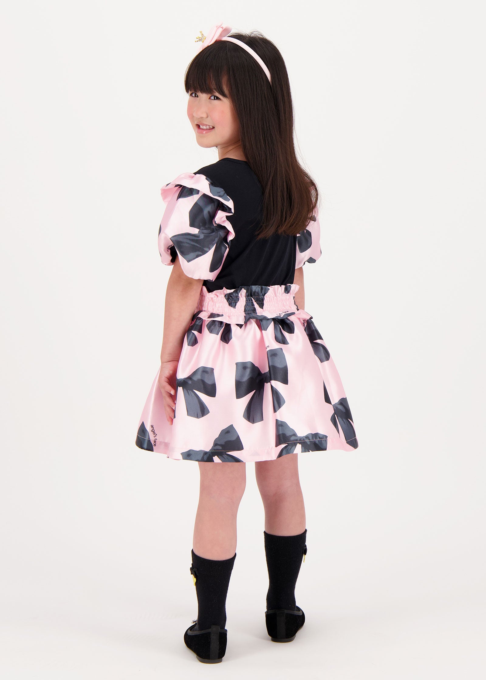 Blythe Bow Print Skirt Black