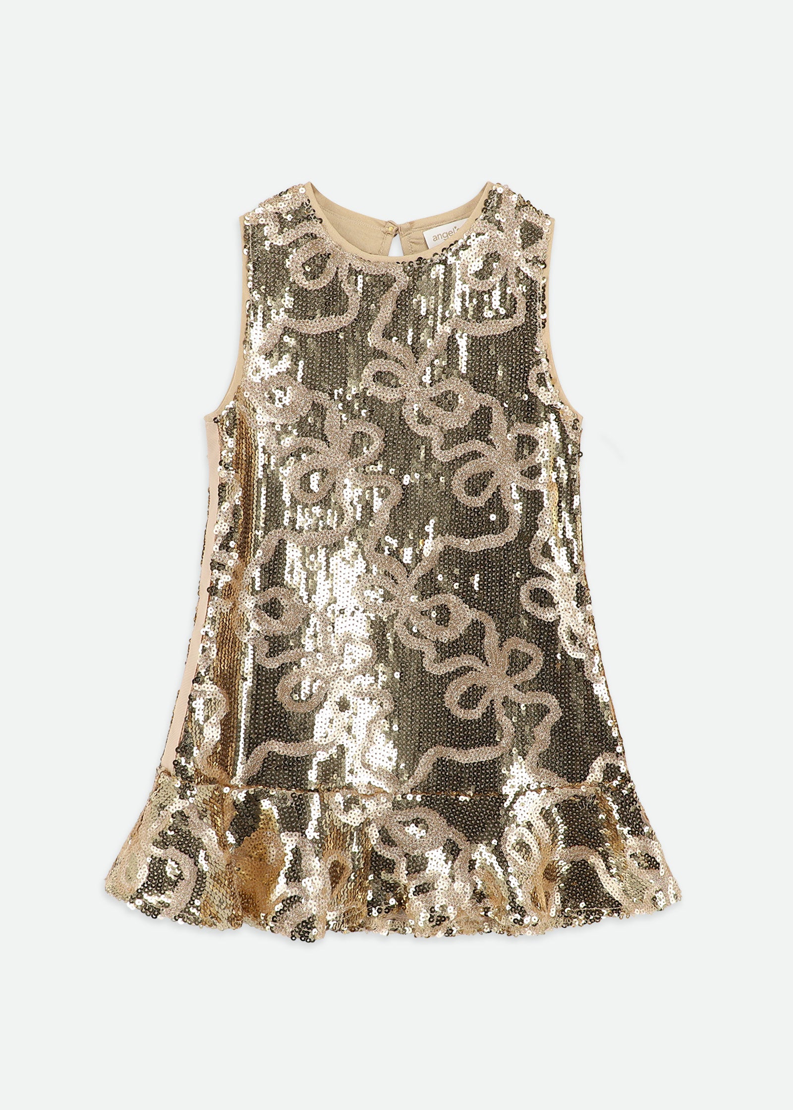 Bonita All Over Sequin Bow Dress Gold