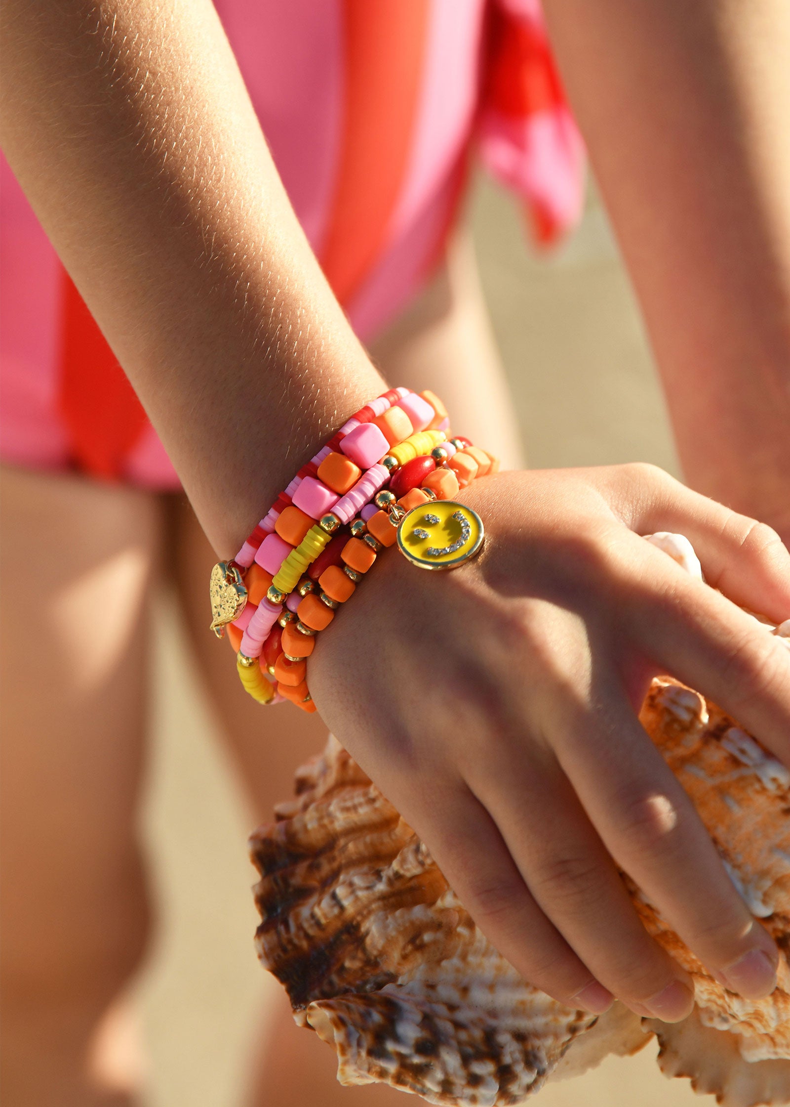 Beach Party Bracelet Set Pink/Red