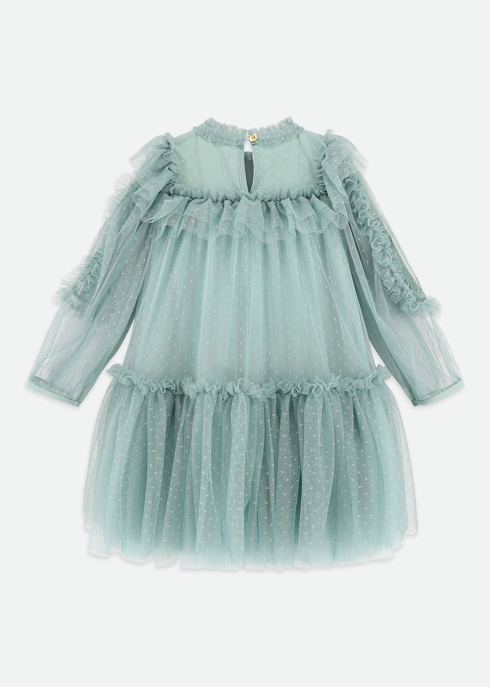 Brandice Spotted Tulle Dress Duck Egg