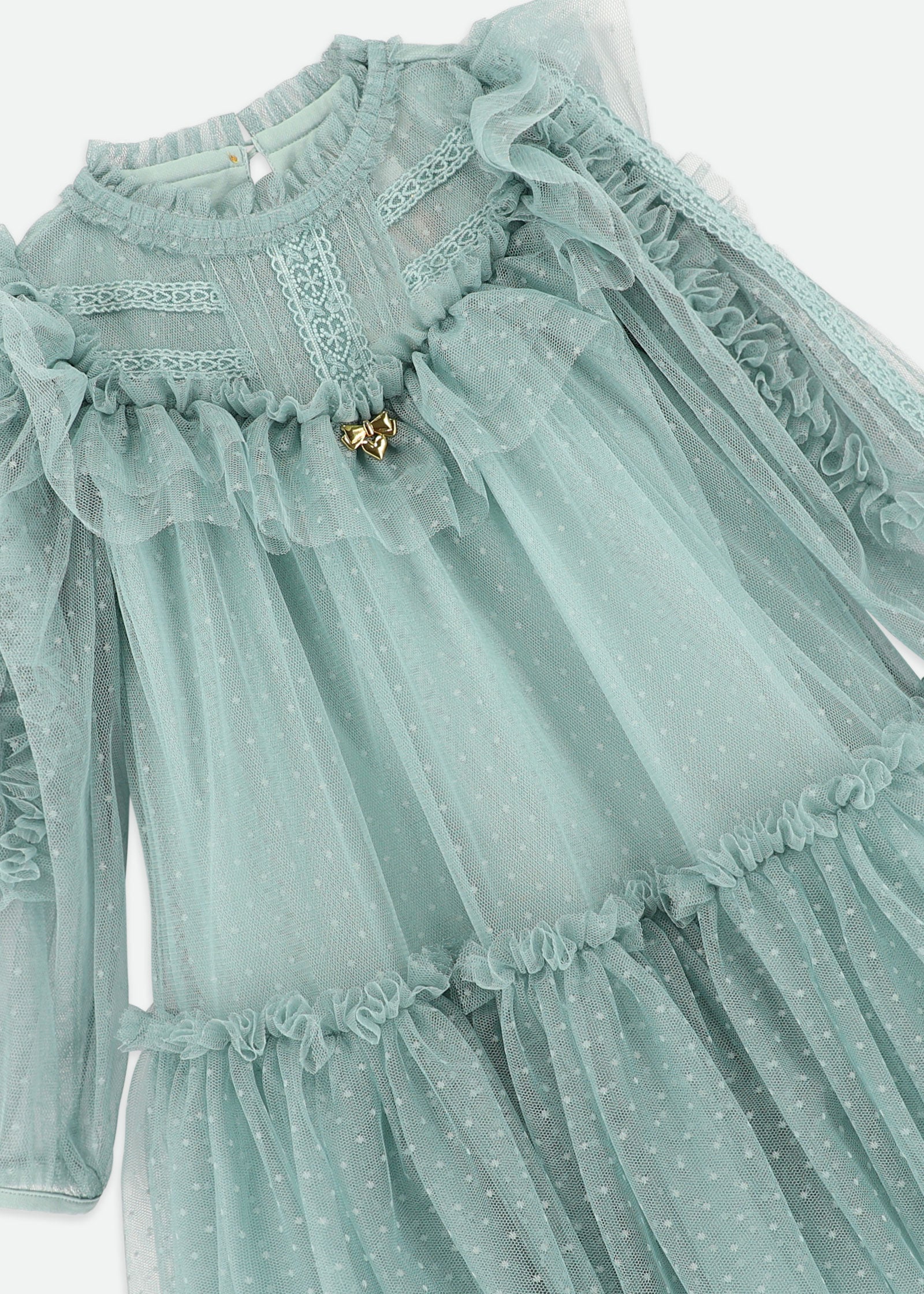 Brandice Spotted Tulle Dress Duck Egg