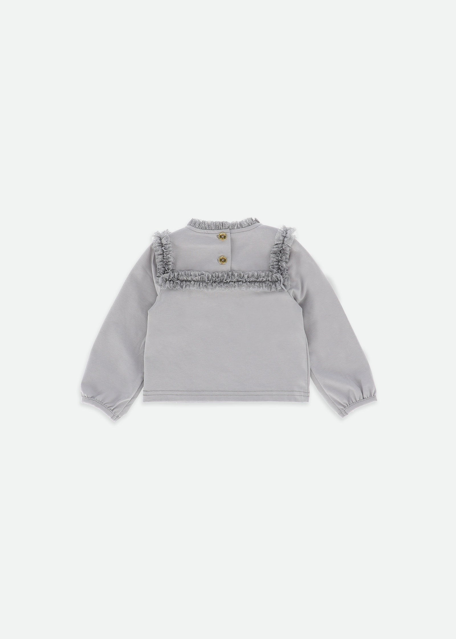 Brandie Tulle Trim Baby Top Grey