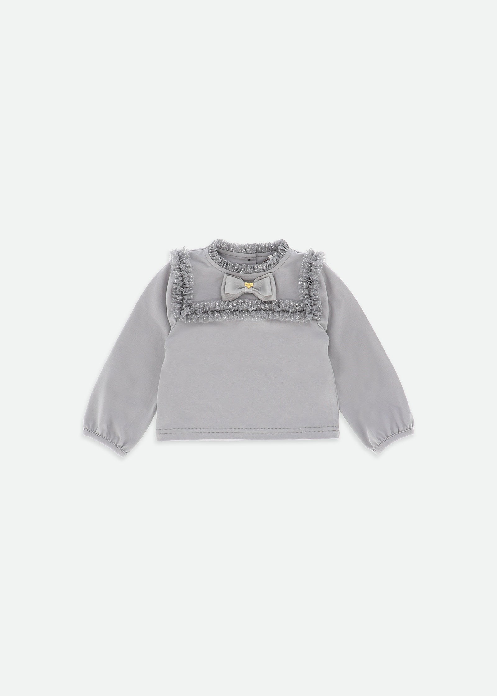 Brandie Tulle Trim Baby Top Grey