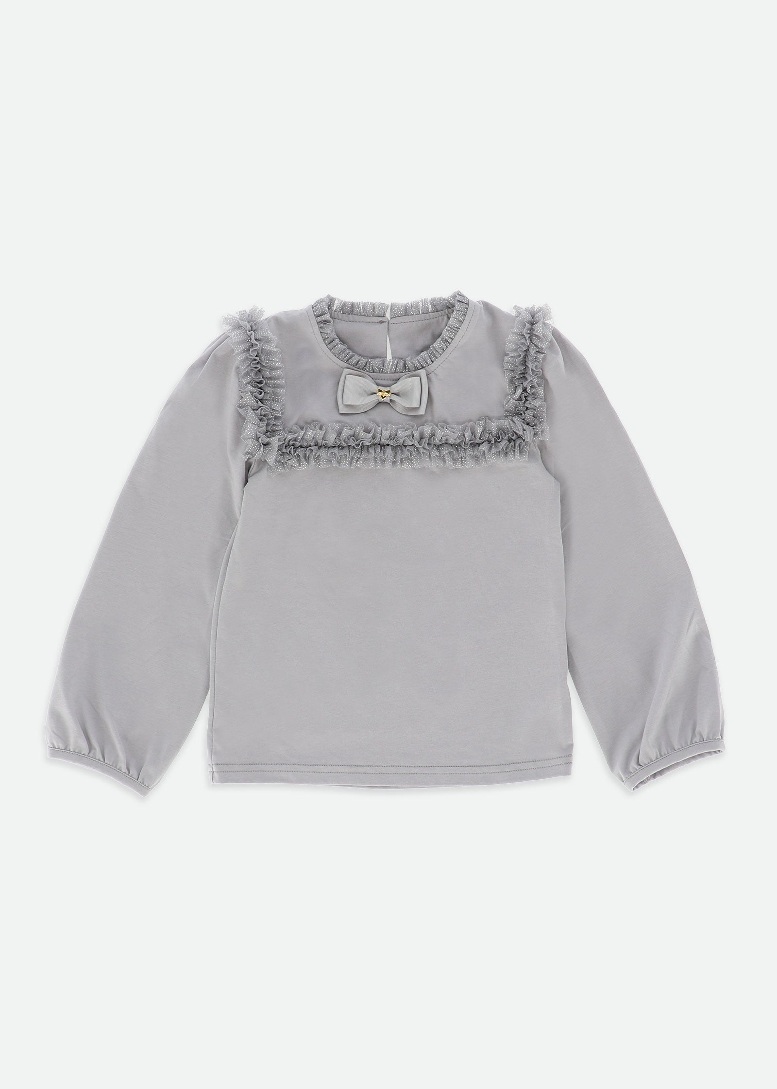 Brandie Tulle Trim Top Grey
