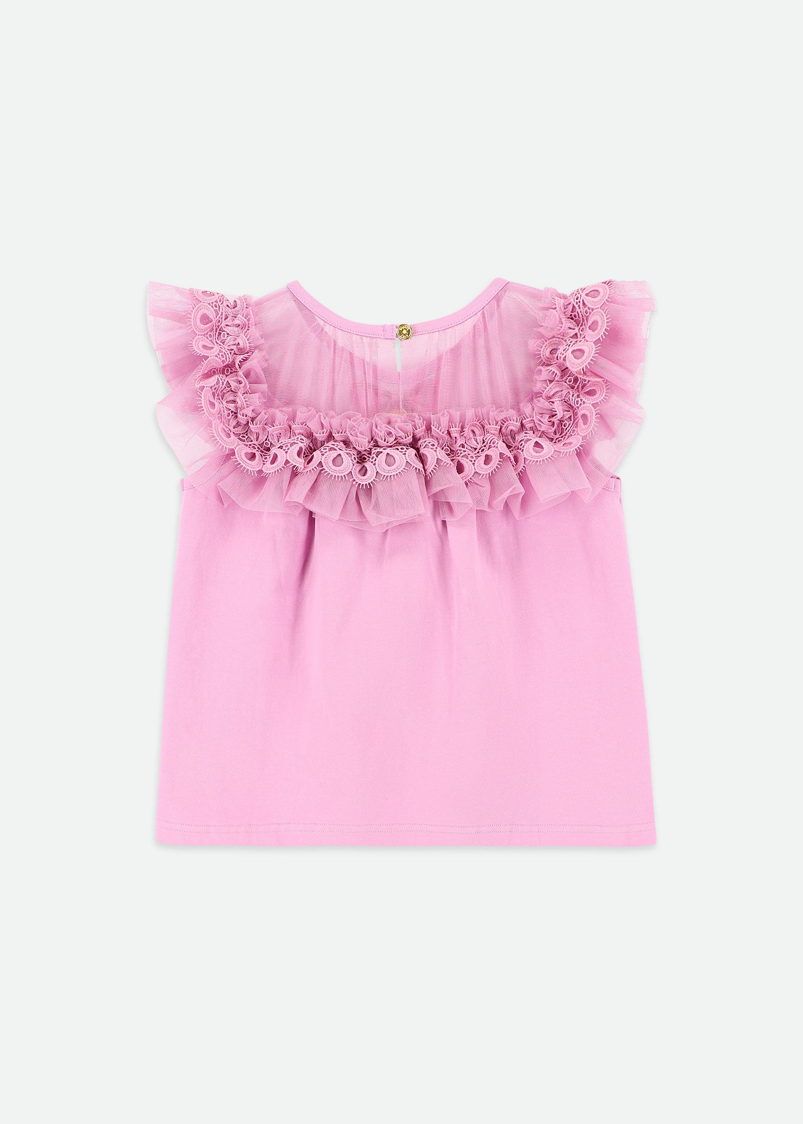 Bubbles Ruffle Neck Top Orchid