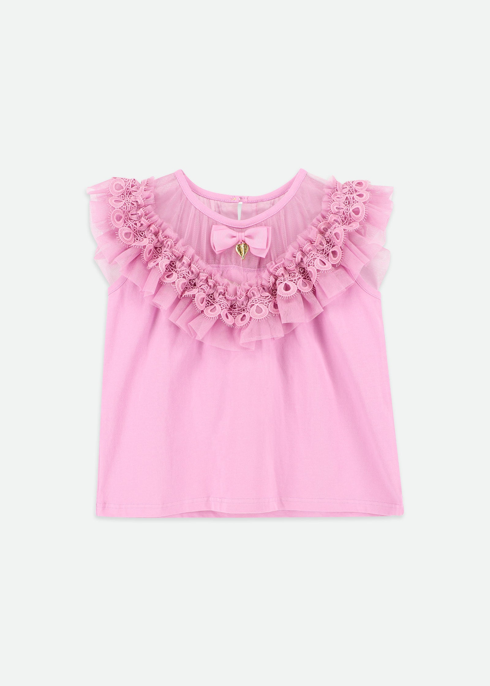 Bubbles Ruffle Neck Top Orchid