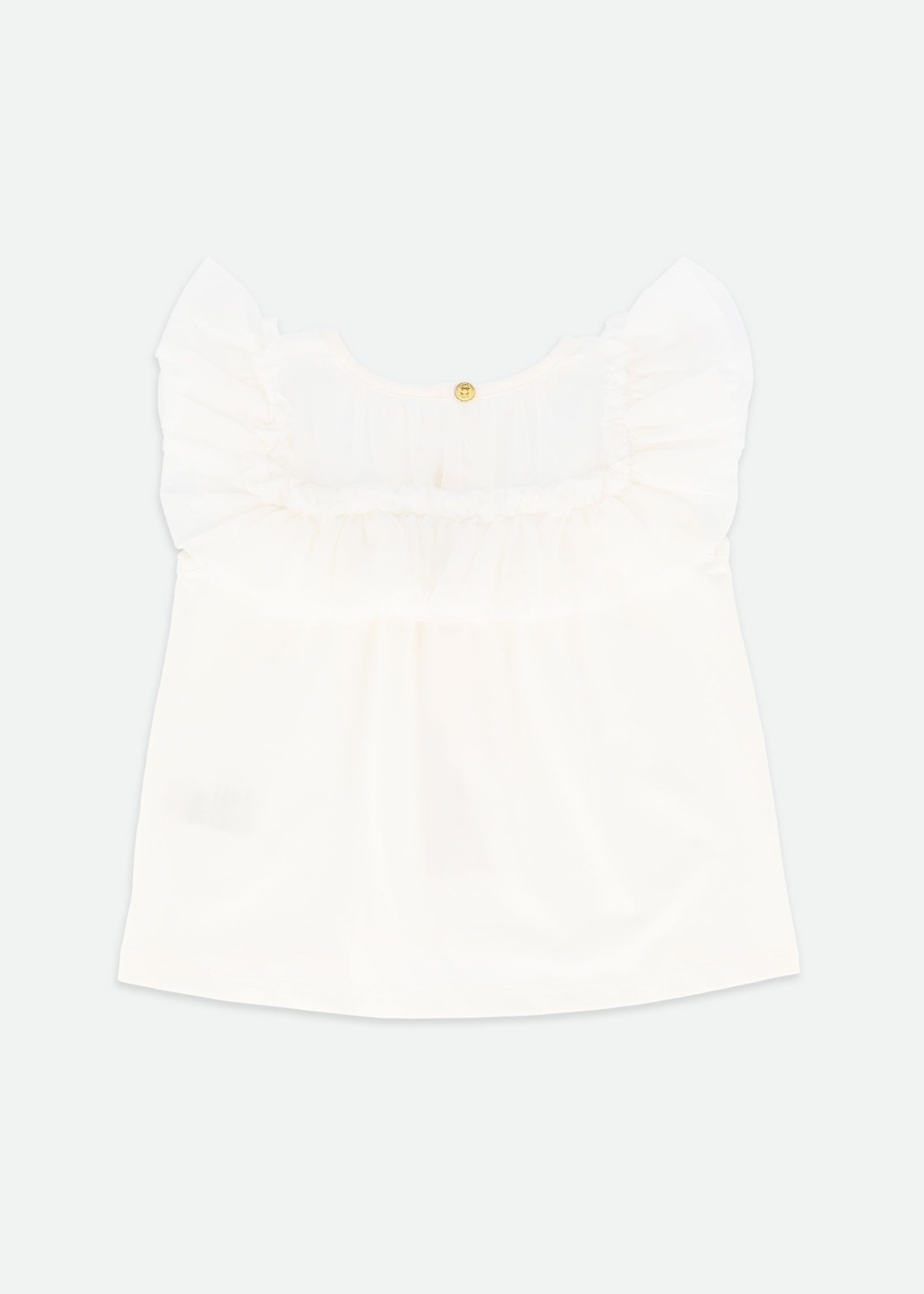 Bubbles Ruffle Neck Top Snowdrop