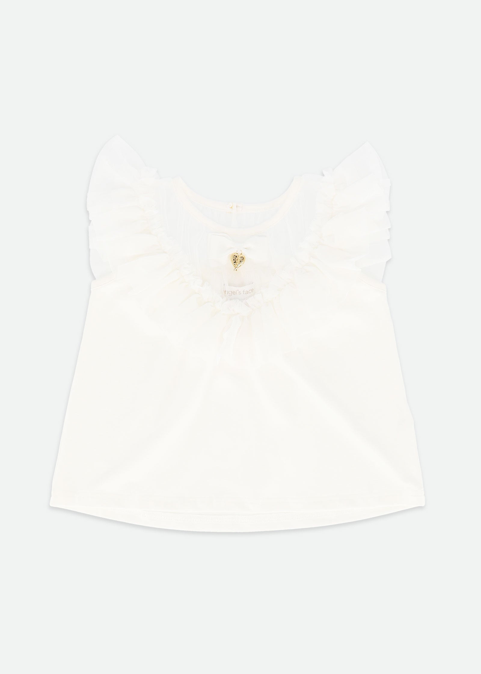 Bubbles Ruffle Neck Top Snowdrop