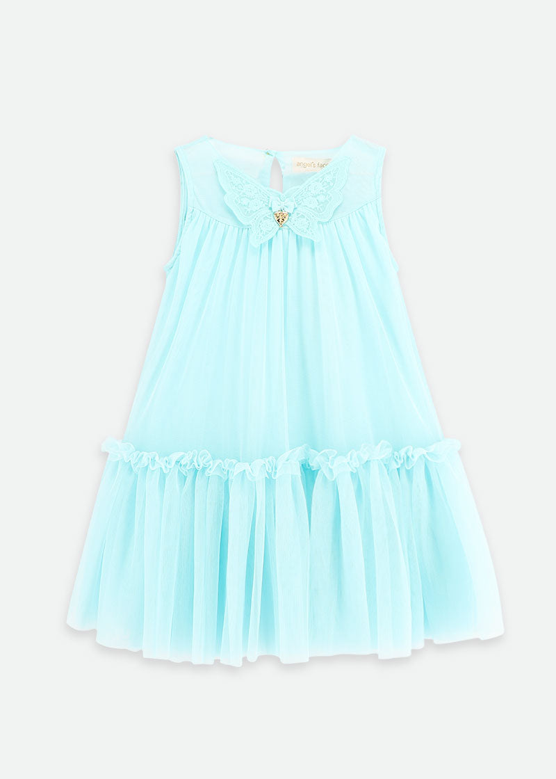 Caria Sleeveless Butterfly Dress Aqua