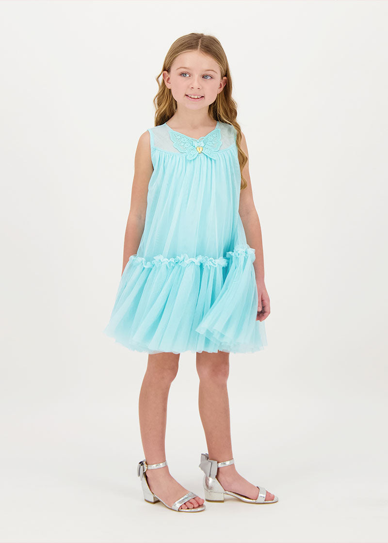 Caria Sleeveless Butterfly Dress Aqua